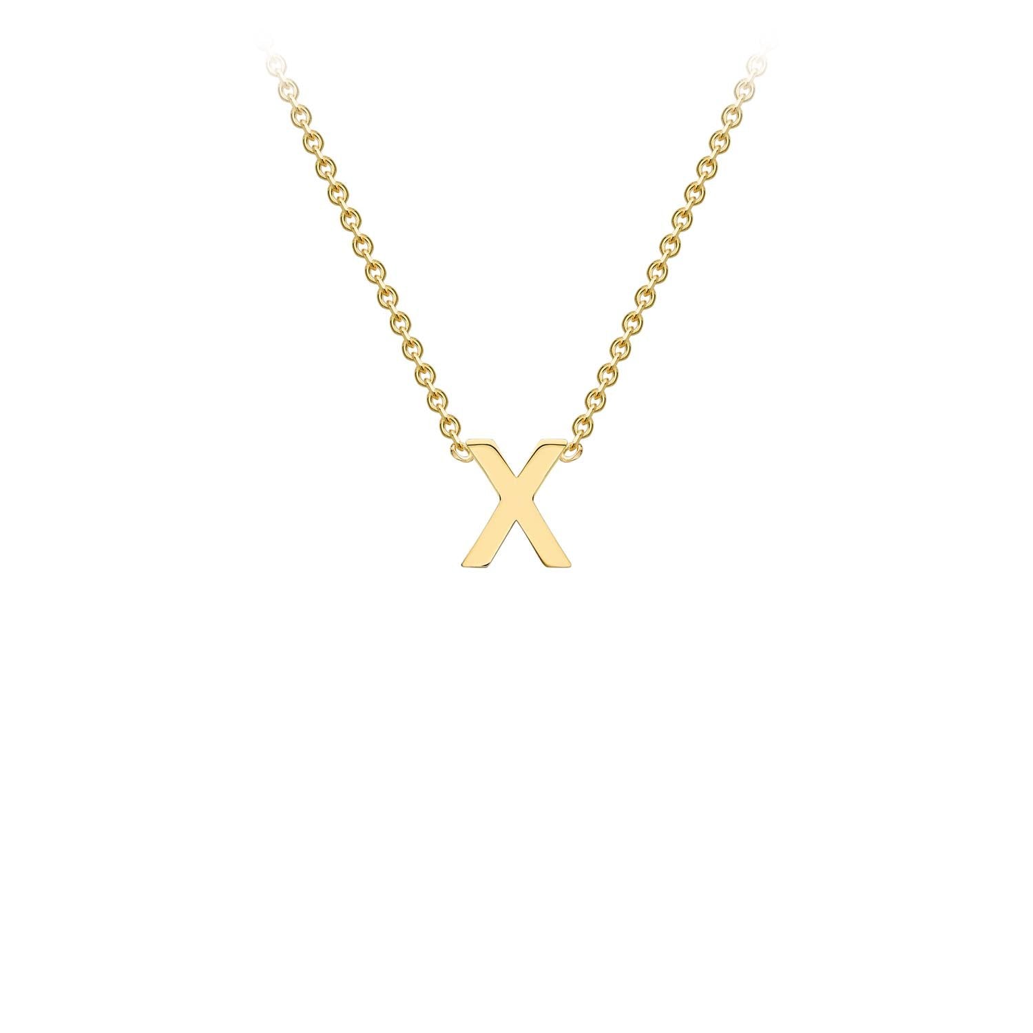 9K Yellow Gold 'X' Initial Adjustable Necklace 38cm/43cm  Australia