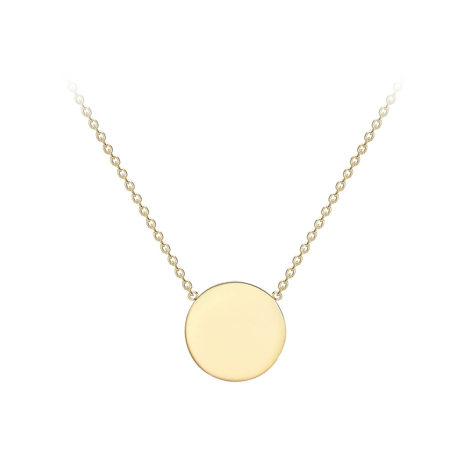 9K Yellow Gold 10mm Disc Adjustable Necklace 41cm-43cm