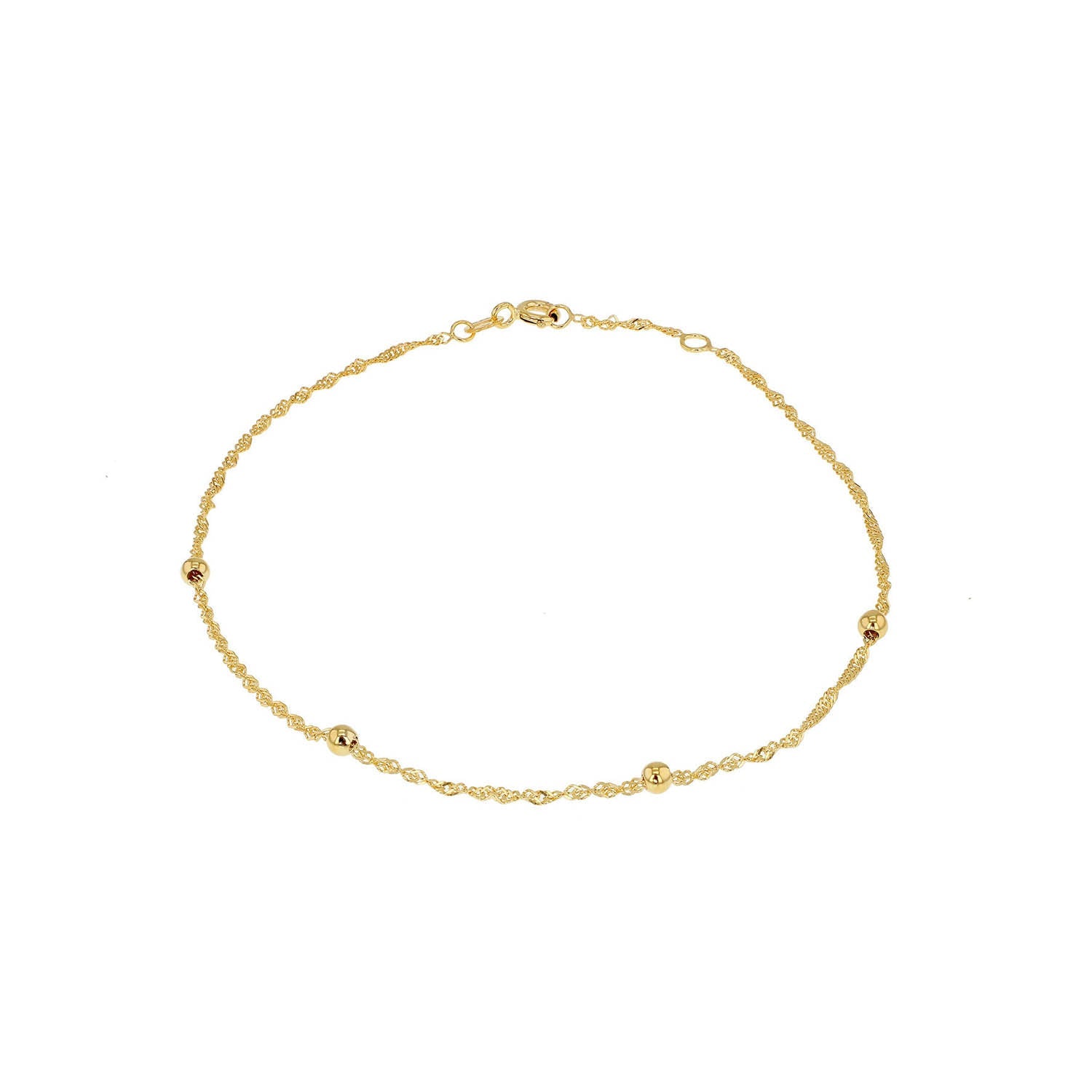 9K Yellow Gold Solid Ball Twist Necklace 45cm