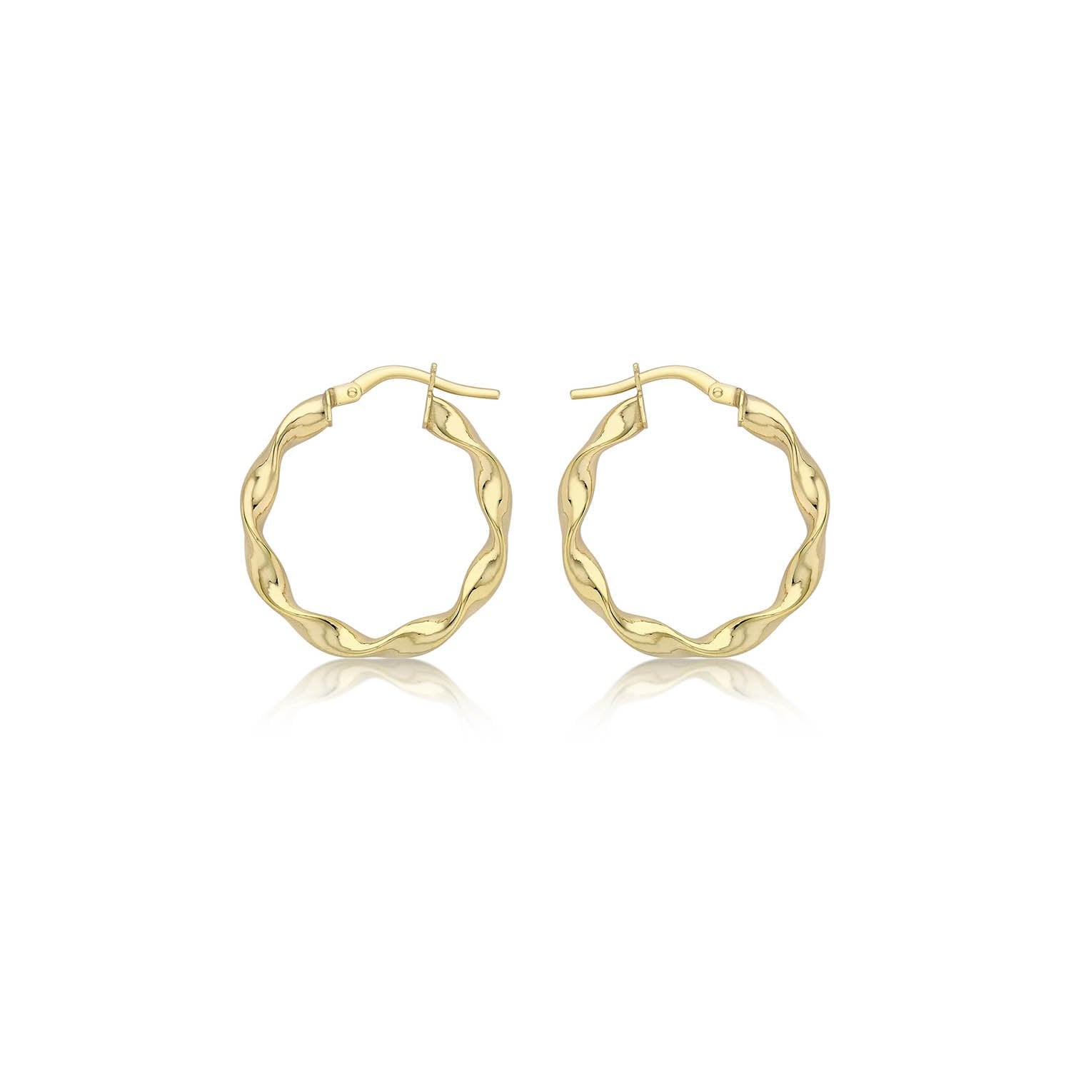 9K Yellow Gold 22.5mm Twist Hoop Creole Earrings