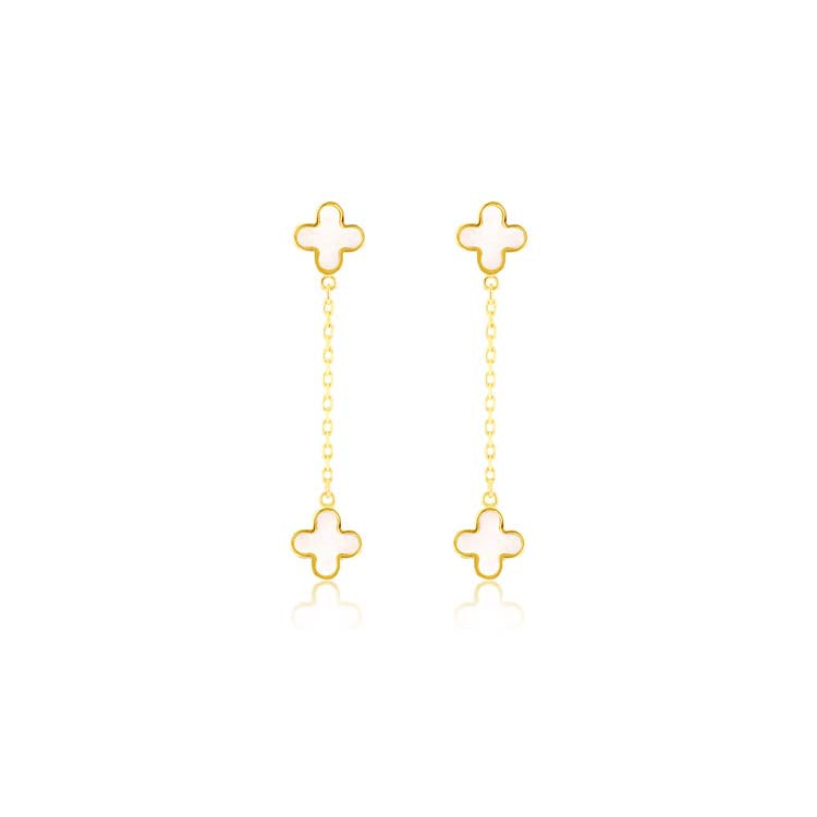 9K Yellow Gold Mop Petal Drop Earrings | The Jewellery Boutique