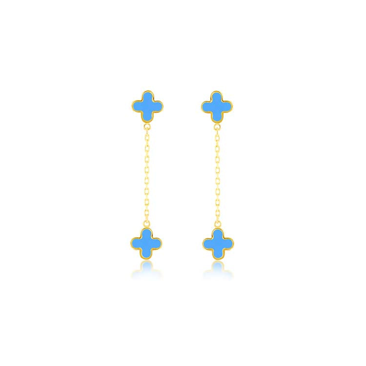 9K Yellow Gold Turquoise Petal Drop Earrings | The Jewellery Boutique