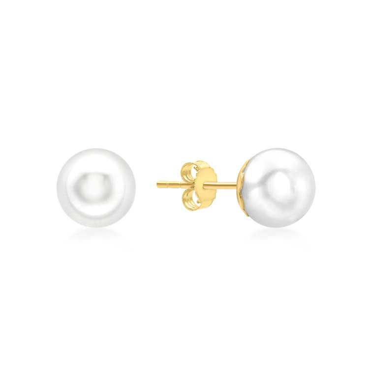 9K Yellow Gold Freshwater Pearl 8mm Stud Earrings | The Jewellery Boutique