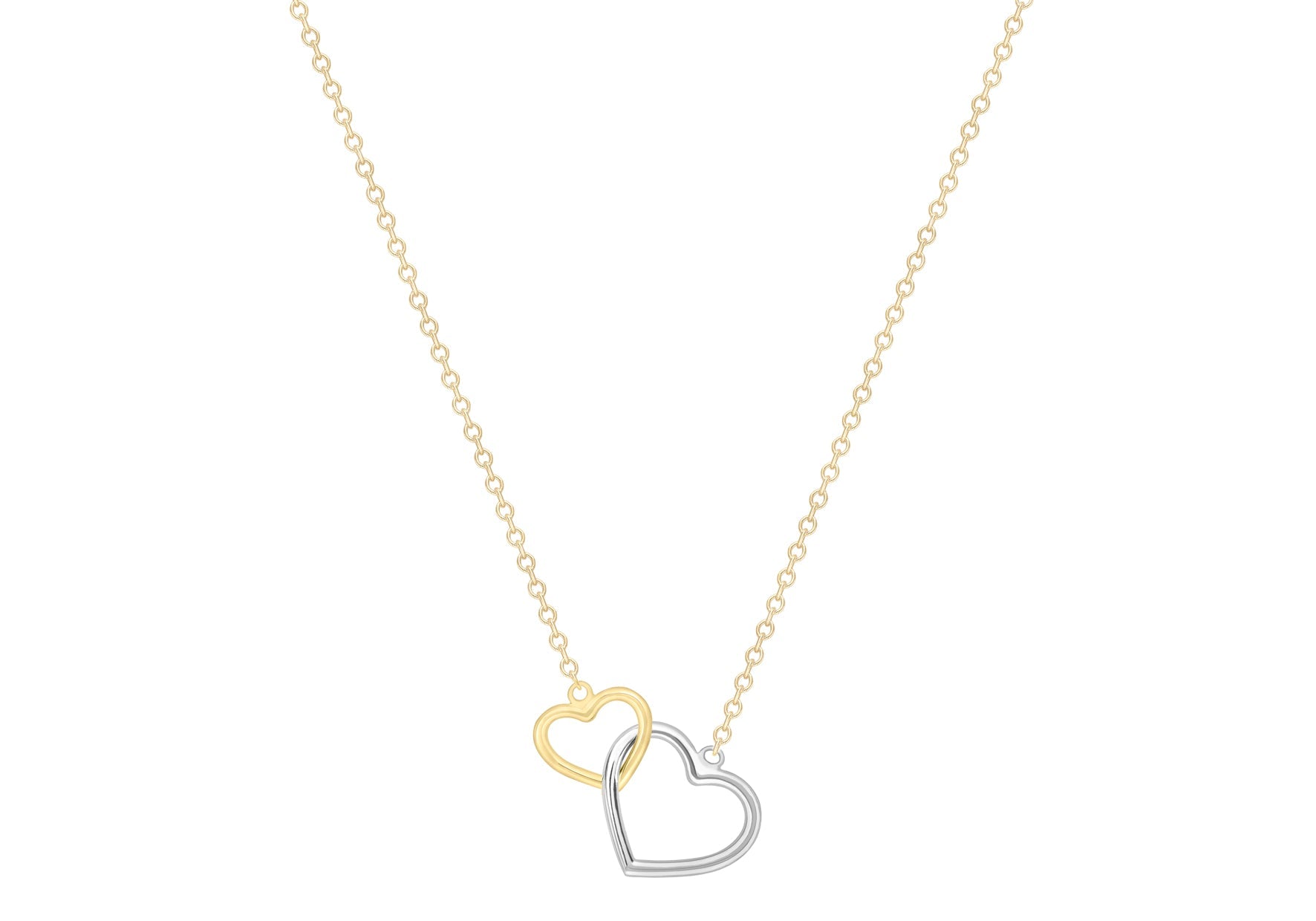 9K Yellow Gold Linked Heart Necklace 43-46cm