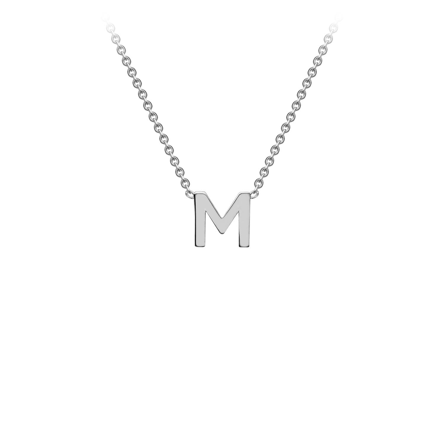 9K White Gold 'M' Initial Adjustable Necklace 38cm/43cm  Australia