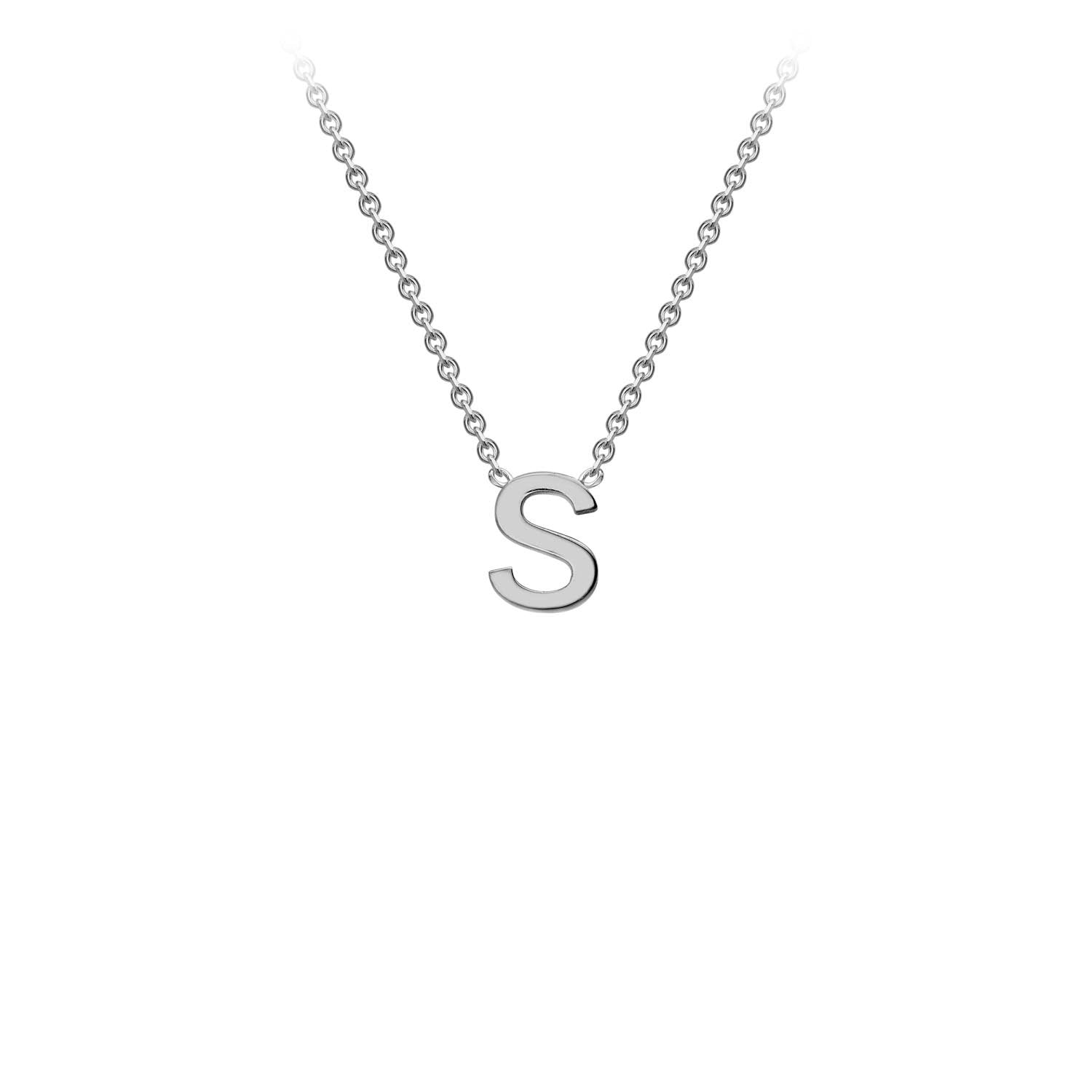 9K White Gold 'S' Initial Adjustable Necklace 38cm/43cm  Australia