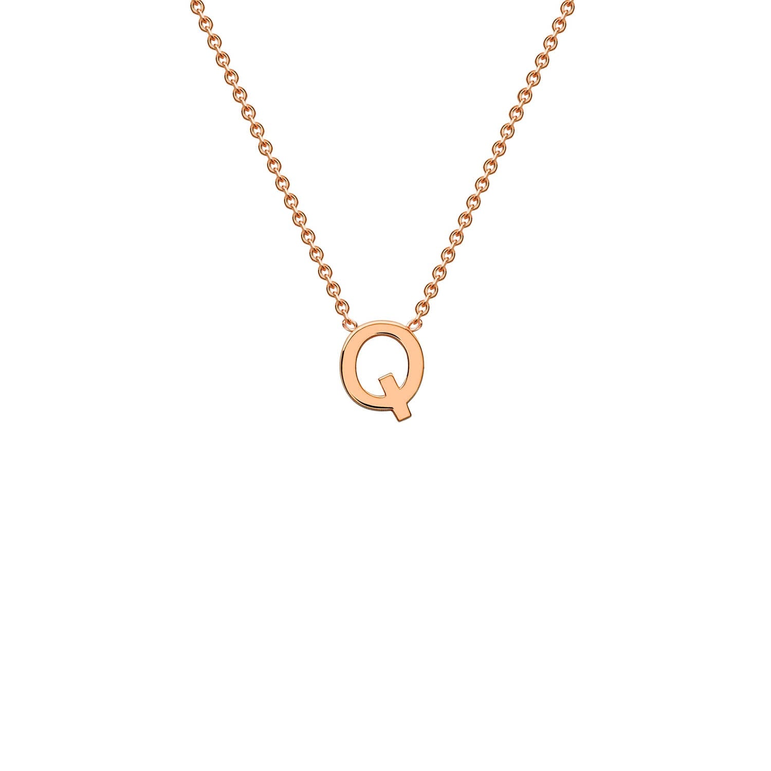 "Q" Rose Gold Initial Necklace