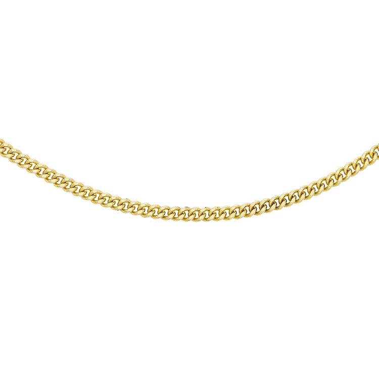 18K Yellow Gold Solid Diamond Cut Curb Chain 45cm | The Jewellery Boutique