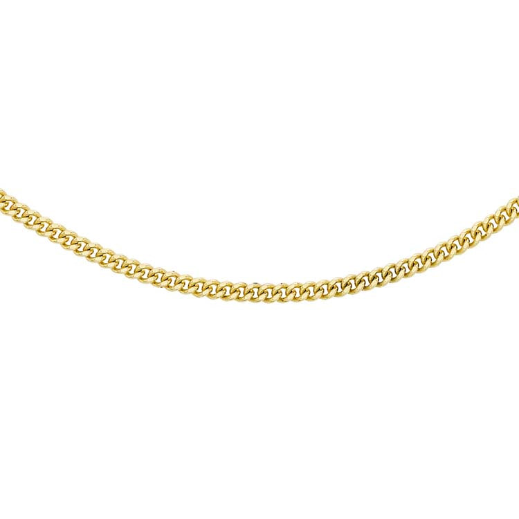 18K Yellow Gold Solid Diamond Cut Curb Chain 50cm | The Jewellery Boutique