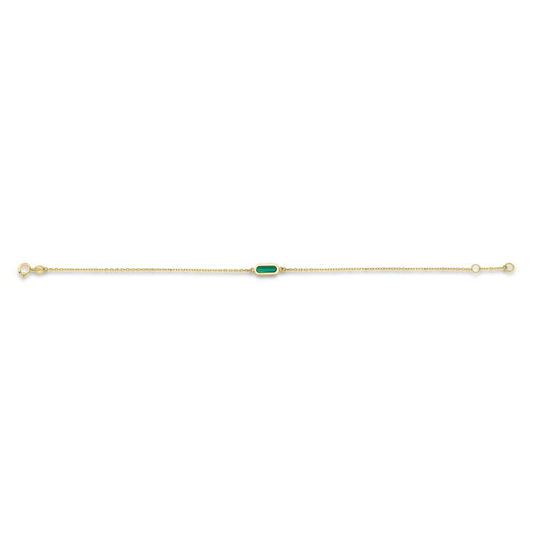 9K Yellow Gold Malachite Bracelet 17-19cm | The Jewellery Boutique