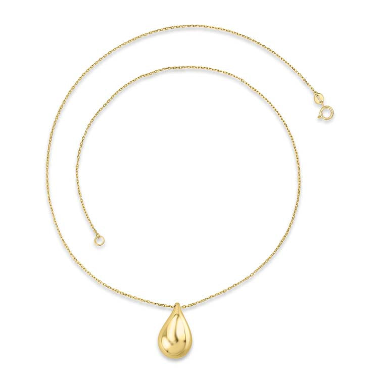 9K Yellow Gold Bold Hollow Drop Necklace 40-45cm | The Jewellery Boutique