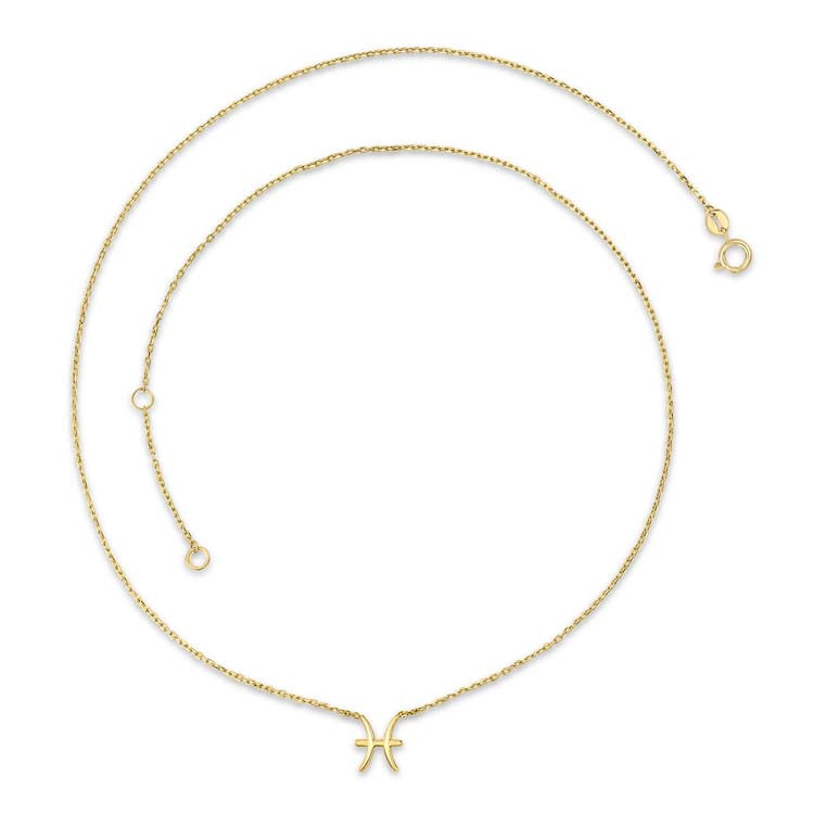 9K Yellow Gold Pisces Zodiac Necklace 40-45cm | The Jewellery Boutique