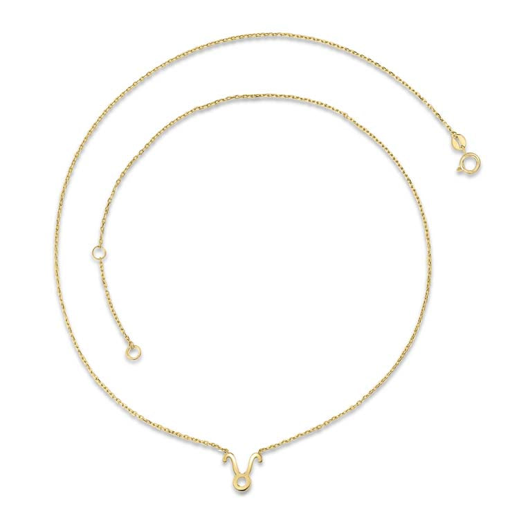 9K Yellow Gold Taurus Zodiac Necklace 40-45cm | The Jewellery Boutique