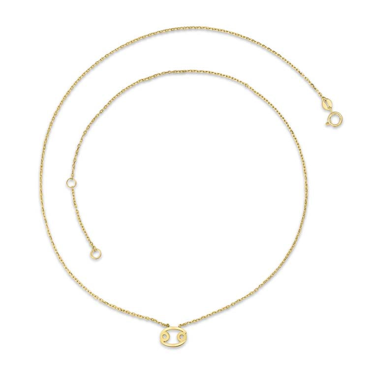 9K Yellow Gold Cancer Zodiac Necklace 40-45cm | The Jewellery Boutique