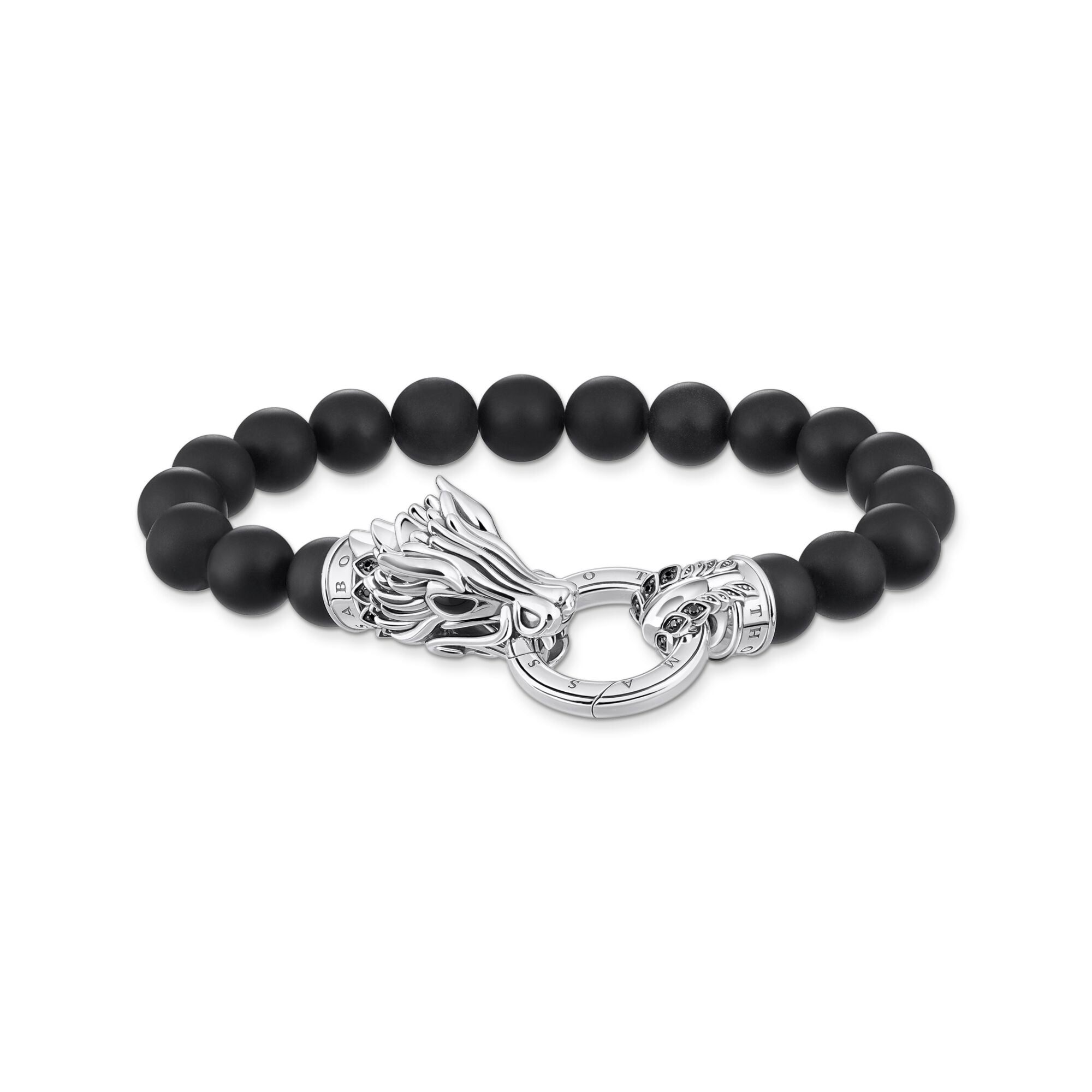 Bracelet with obsidian beads and dragon clasp | The Jewellery Boutique