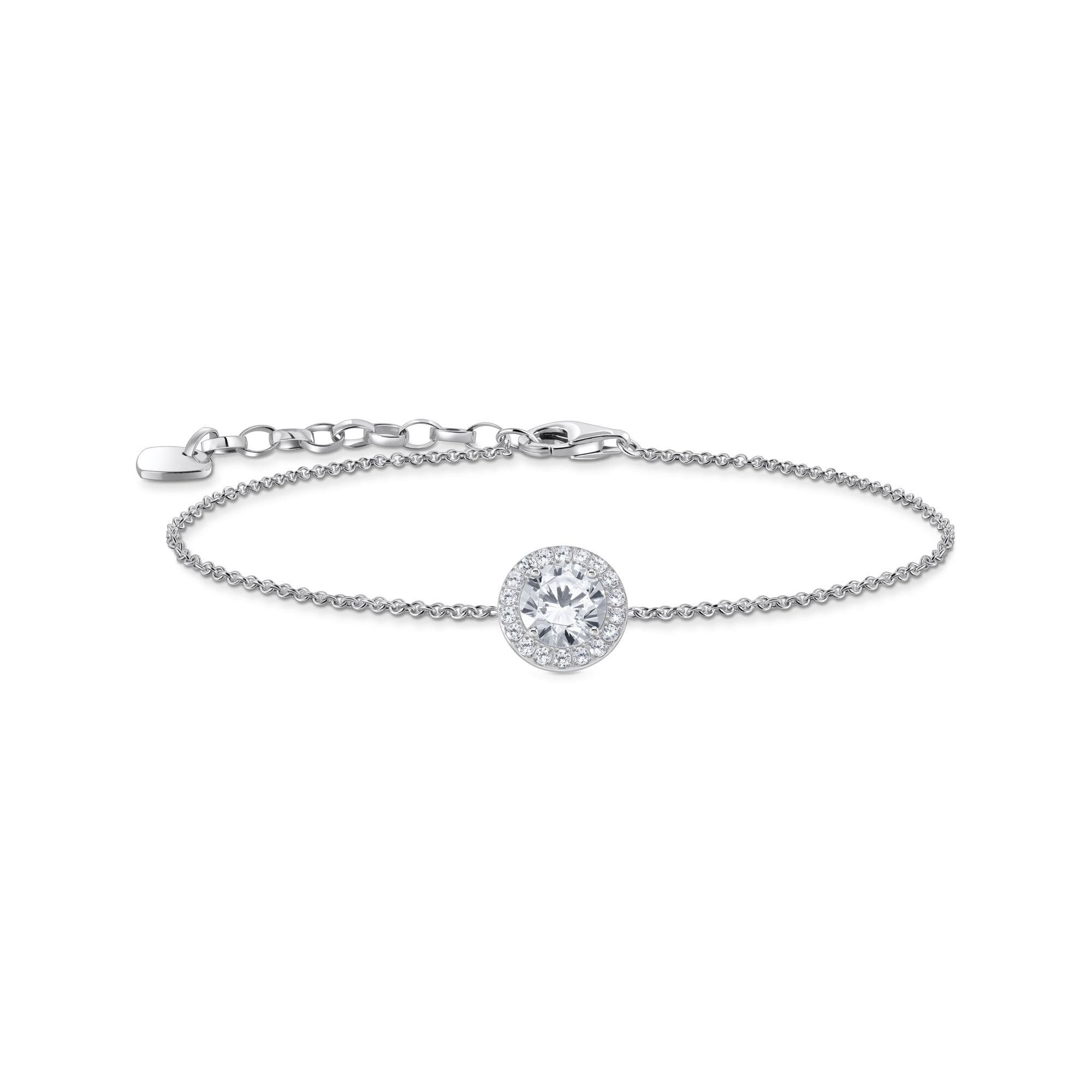 Bracelet with halo pendant and white zirconia | The Jewellery Boutique