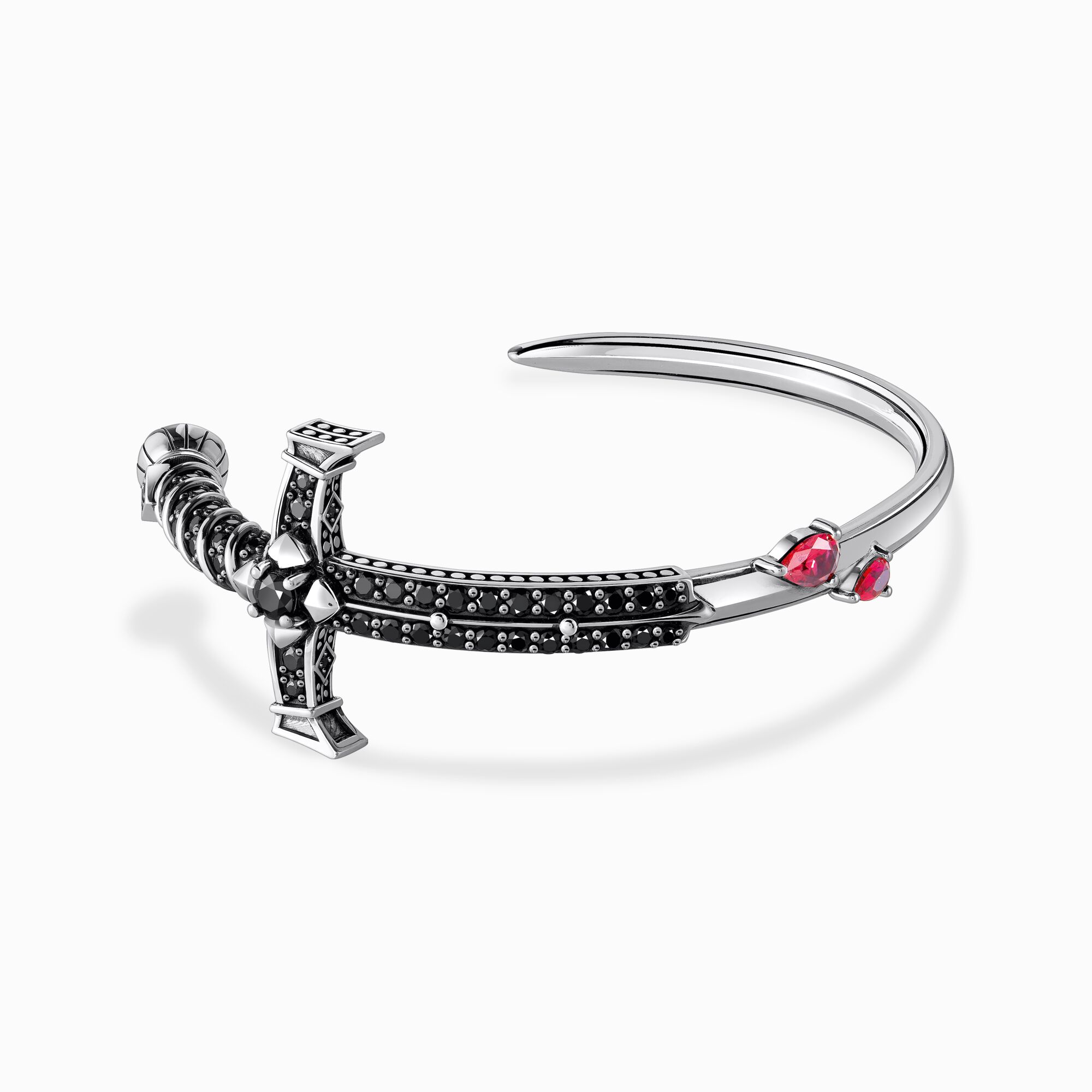 Sword Bangle with black and red stones