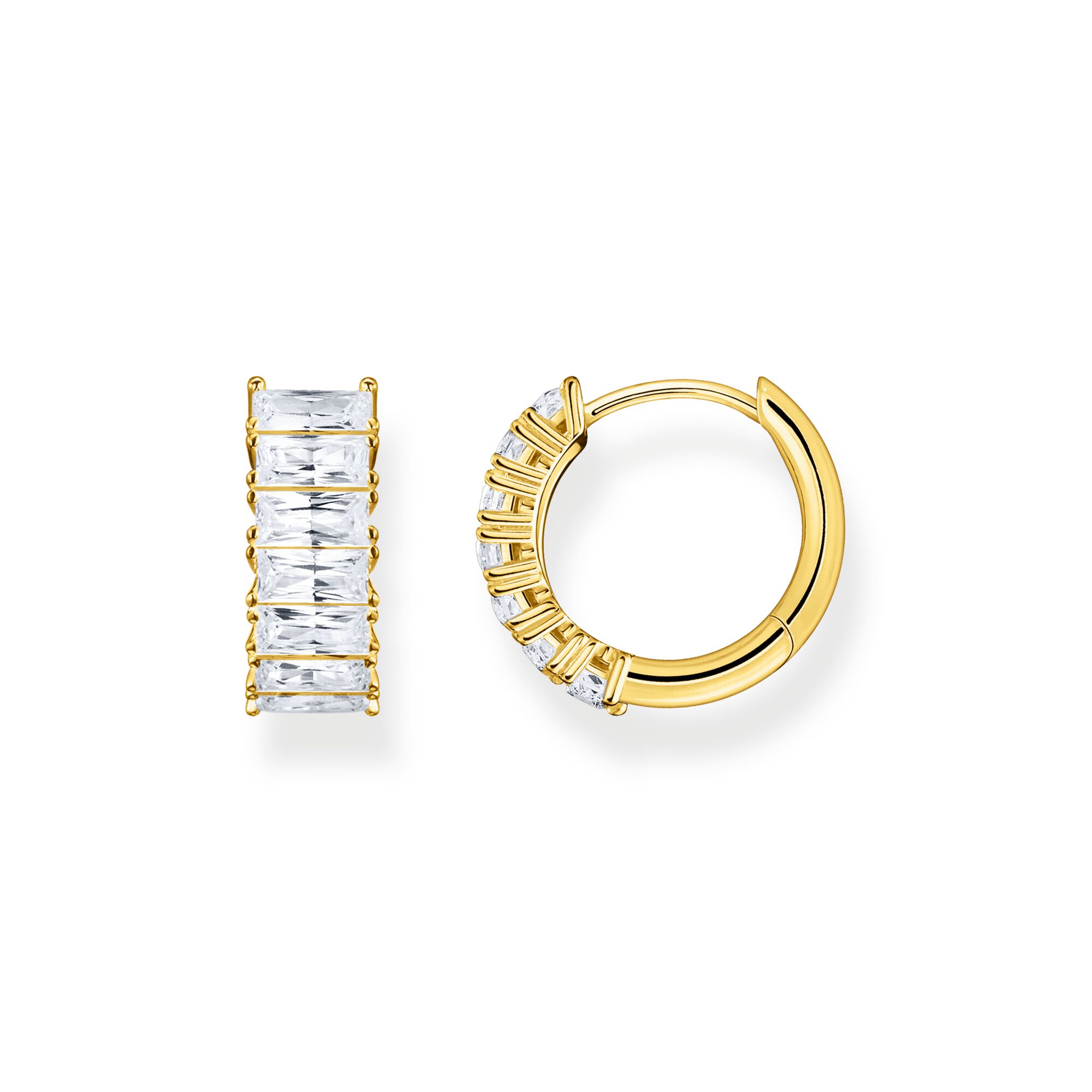 Thomas Sabo Hoop earrings white stones pavé gold