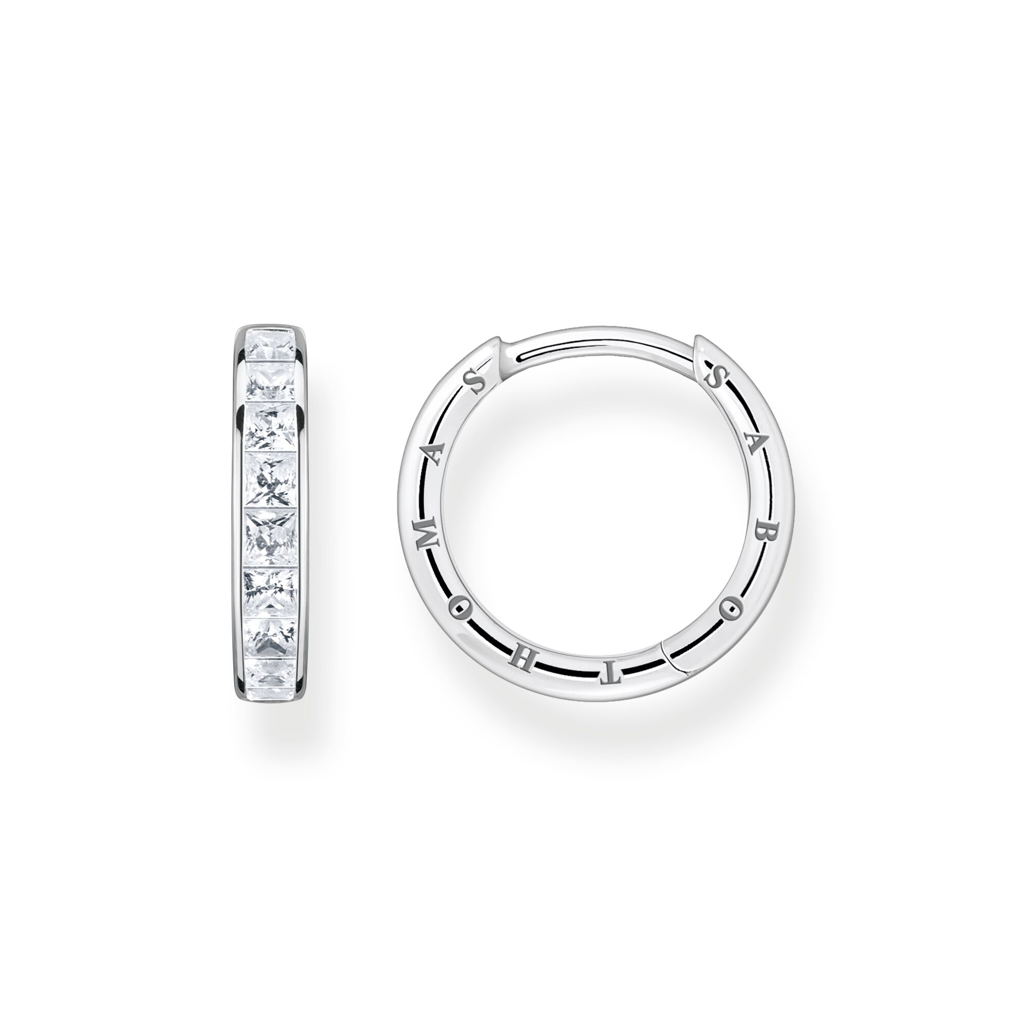 Thomas Sabo Hoop earrings white stones pavé silver