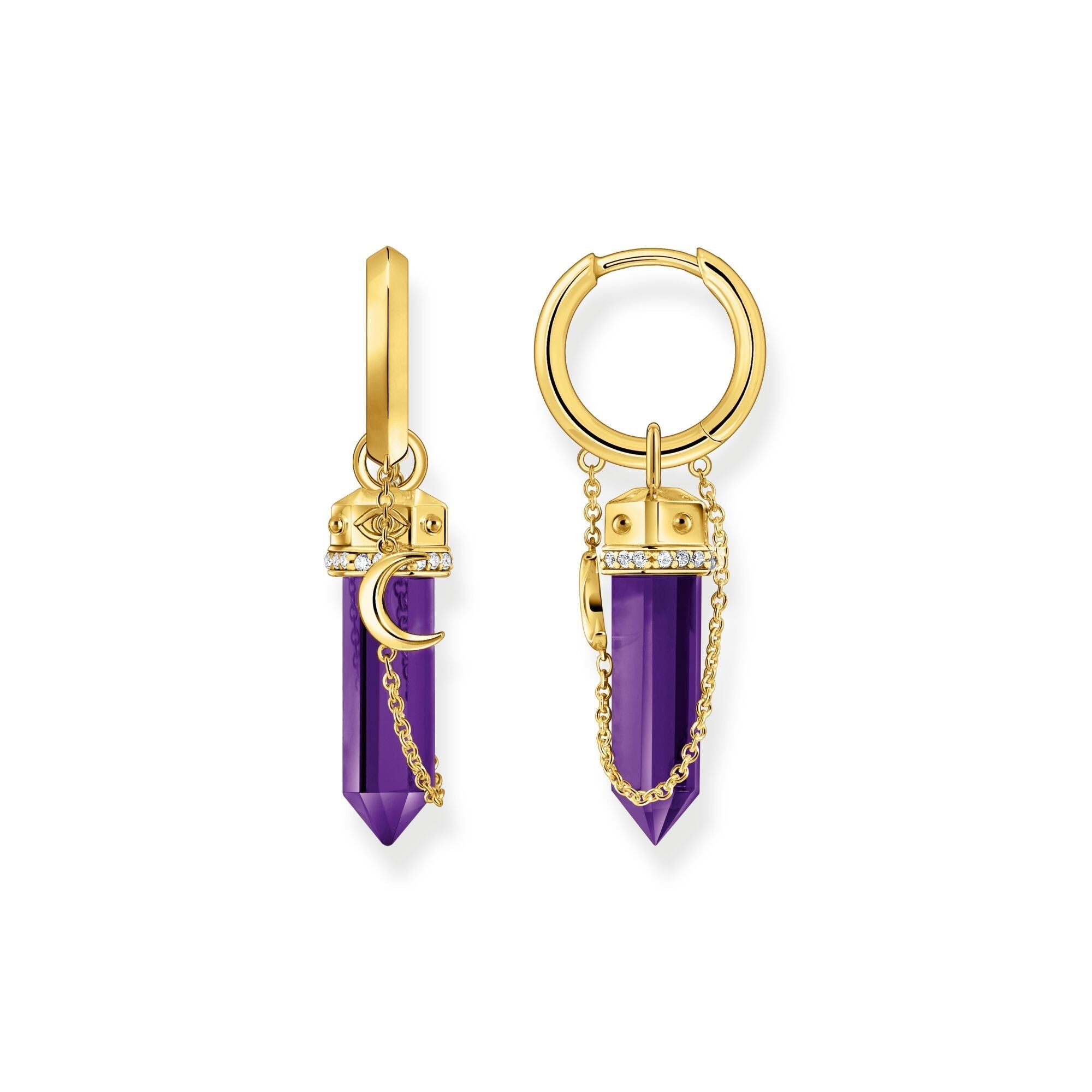 THOMAS SABO Cosmic Hoop Earrings with Imitation Amethysts