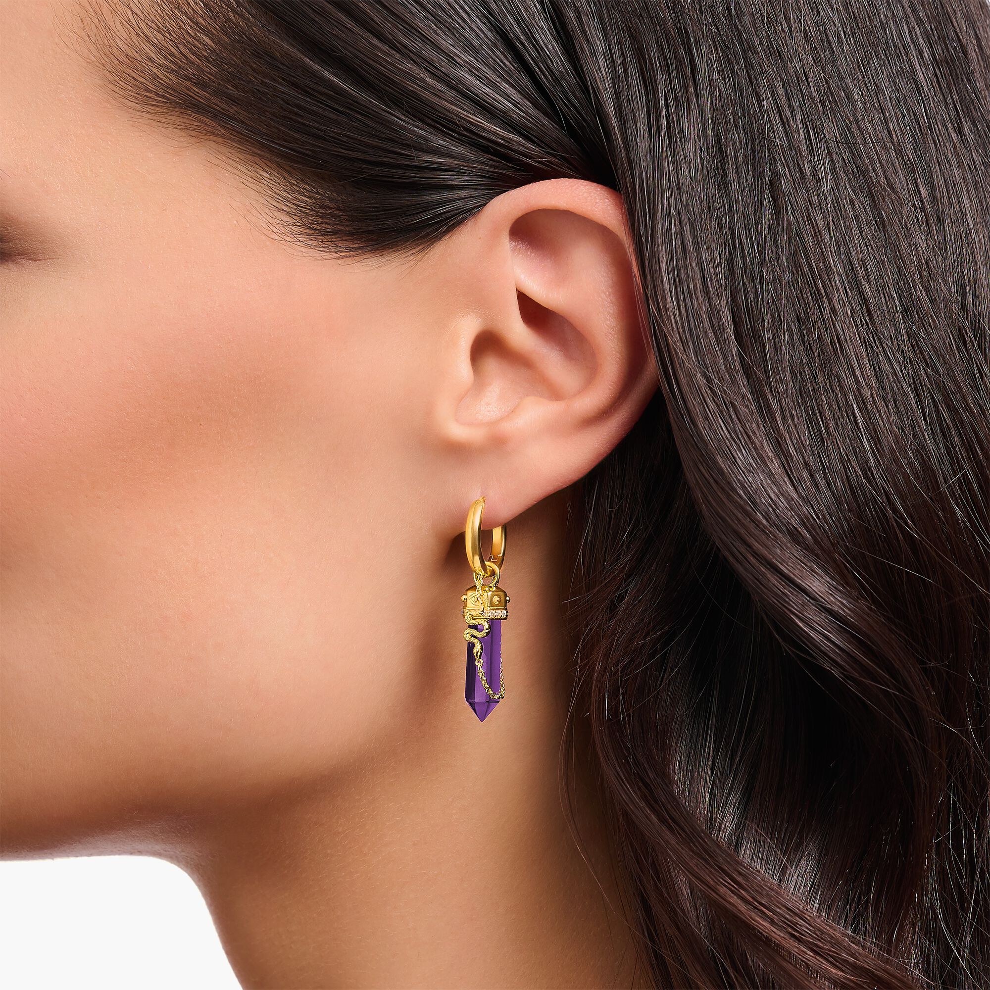 THOMAS SABO Cosmic Hoop Earrings with Imitation Amethysts