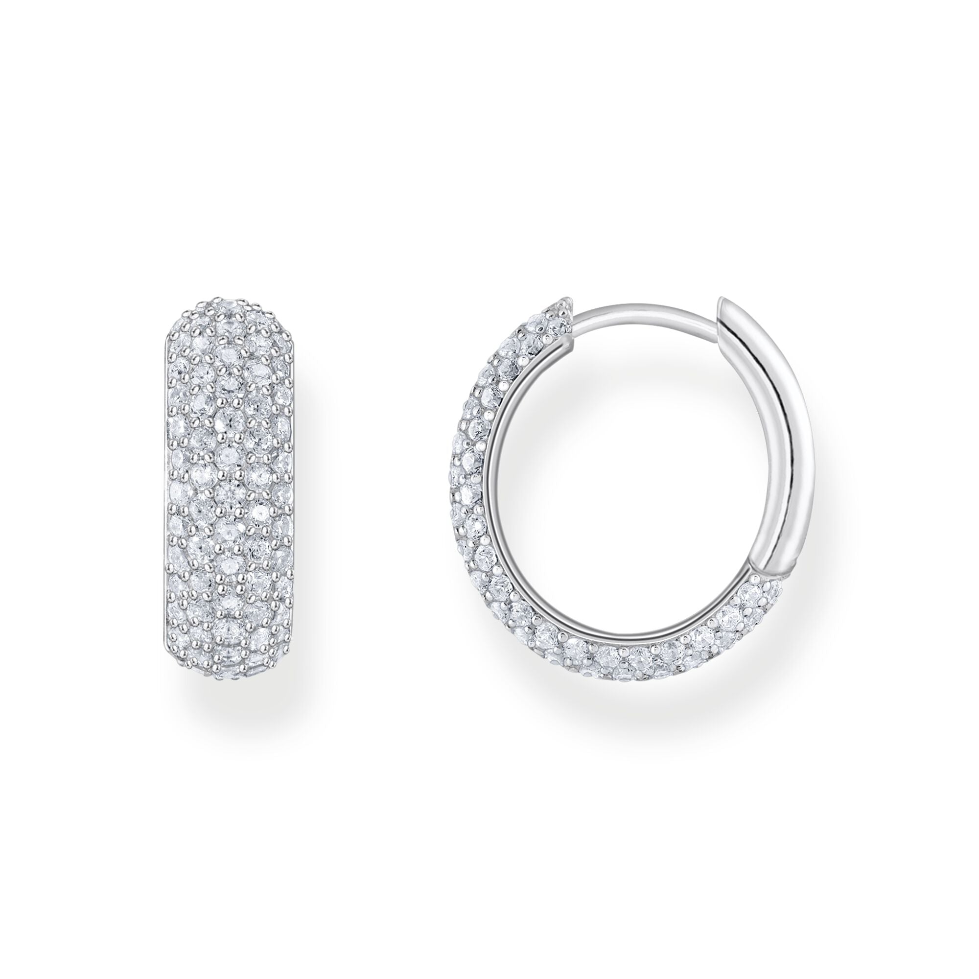 Small, wide hoop earrings with white zirconia | The Jewellery Boutique