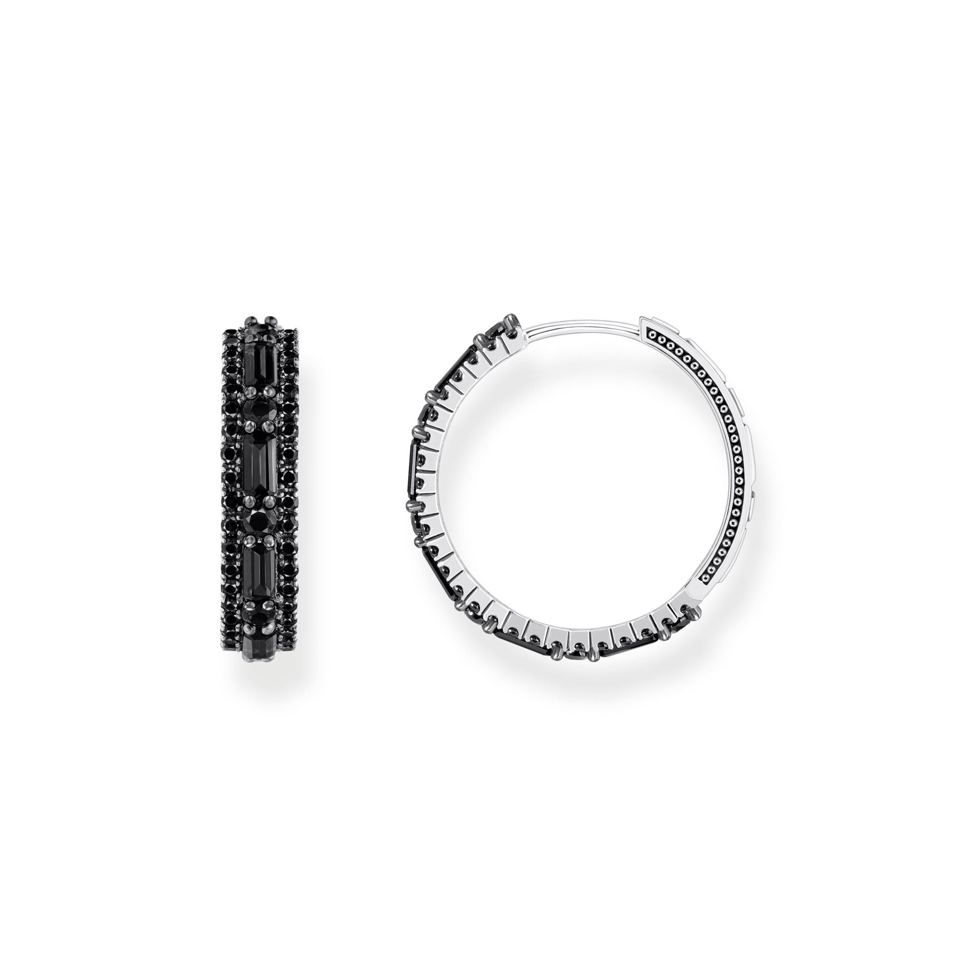 Hoop earrings with black zirconia | The Jewellery Boutique