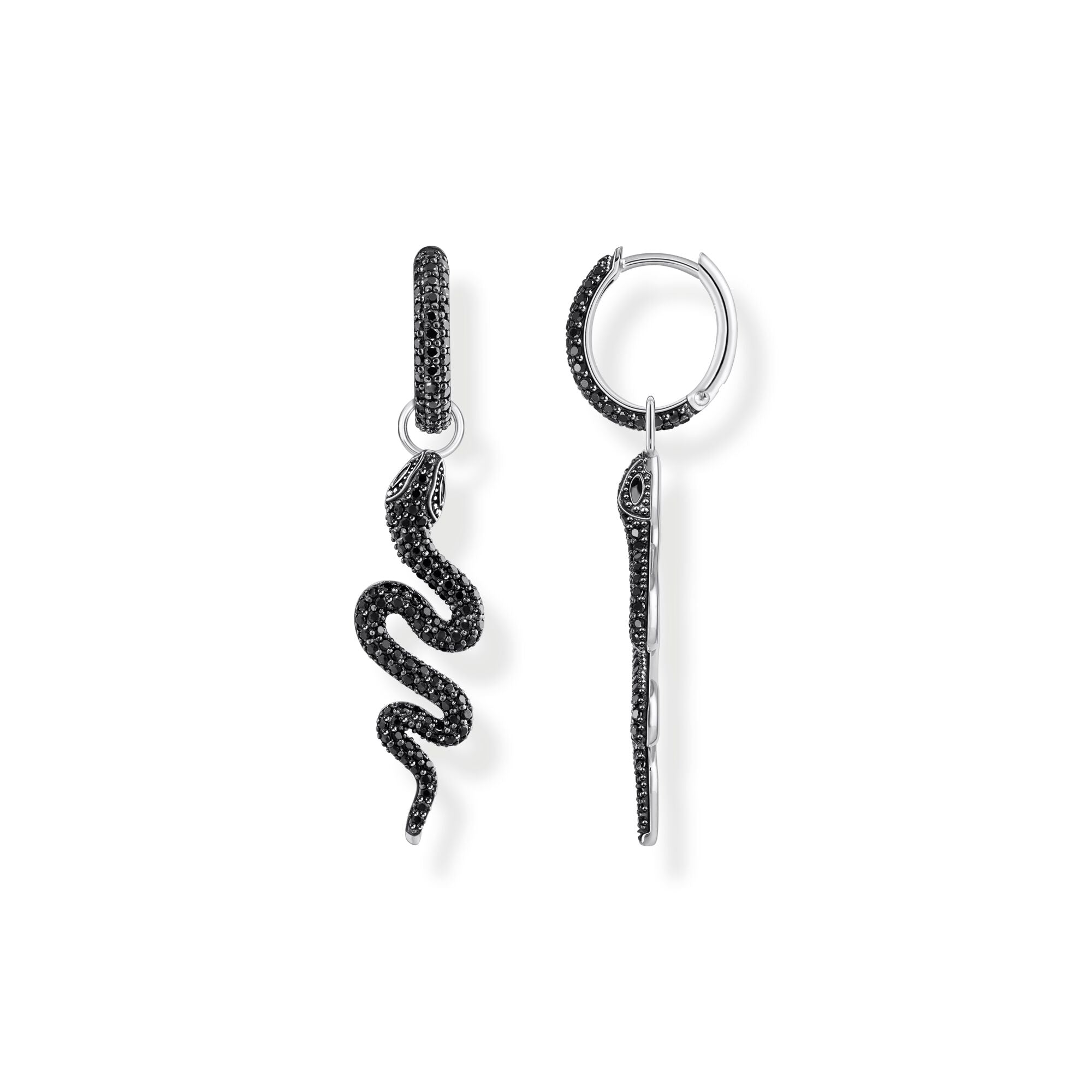 Snake single hoop earring with black zirconia | The Jewellery Boutique