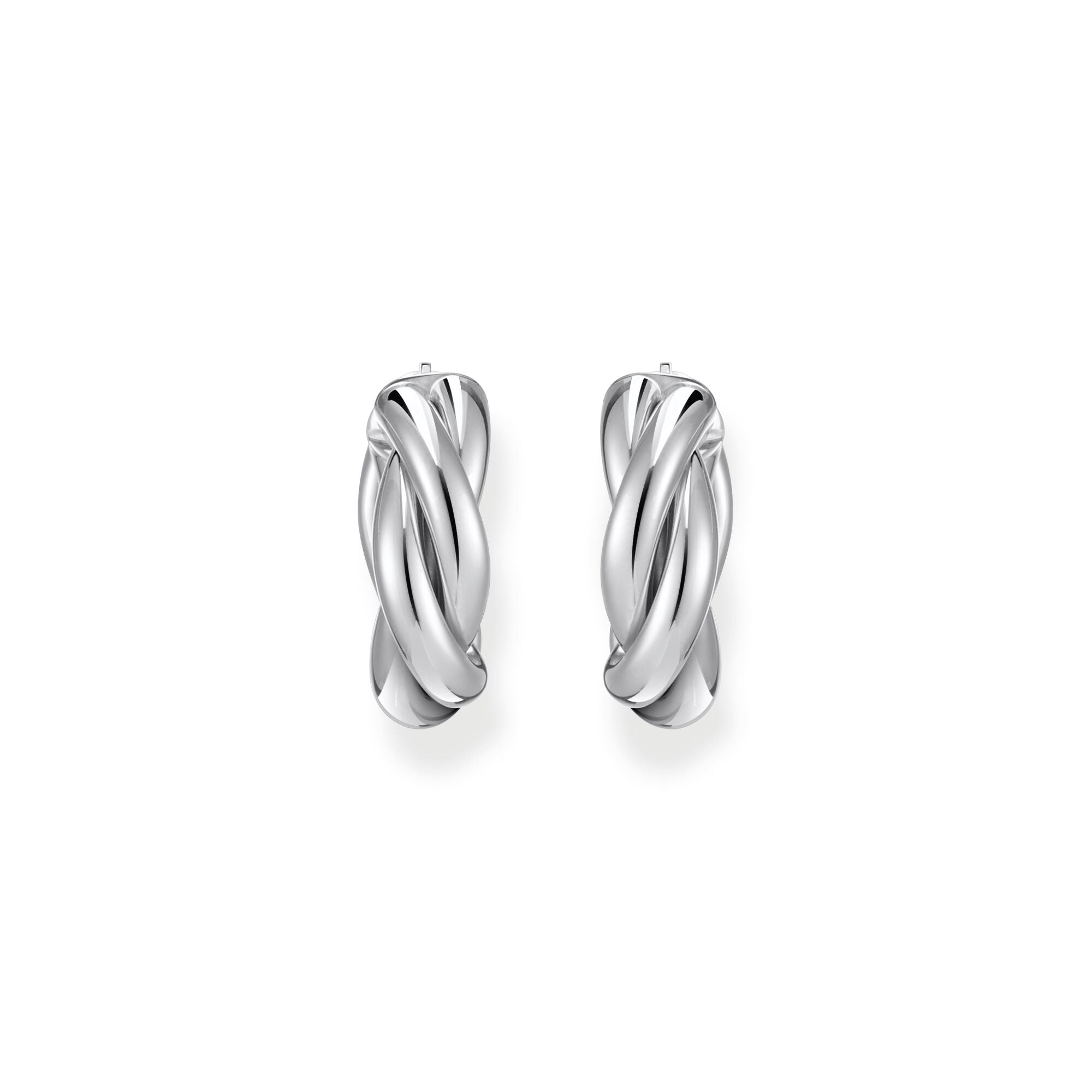 Hoop earrings in intertwined design silver