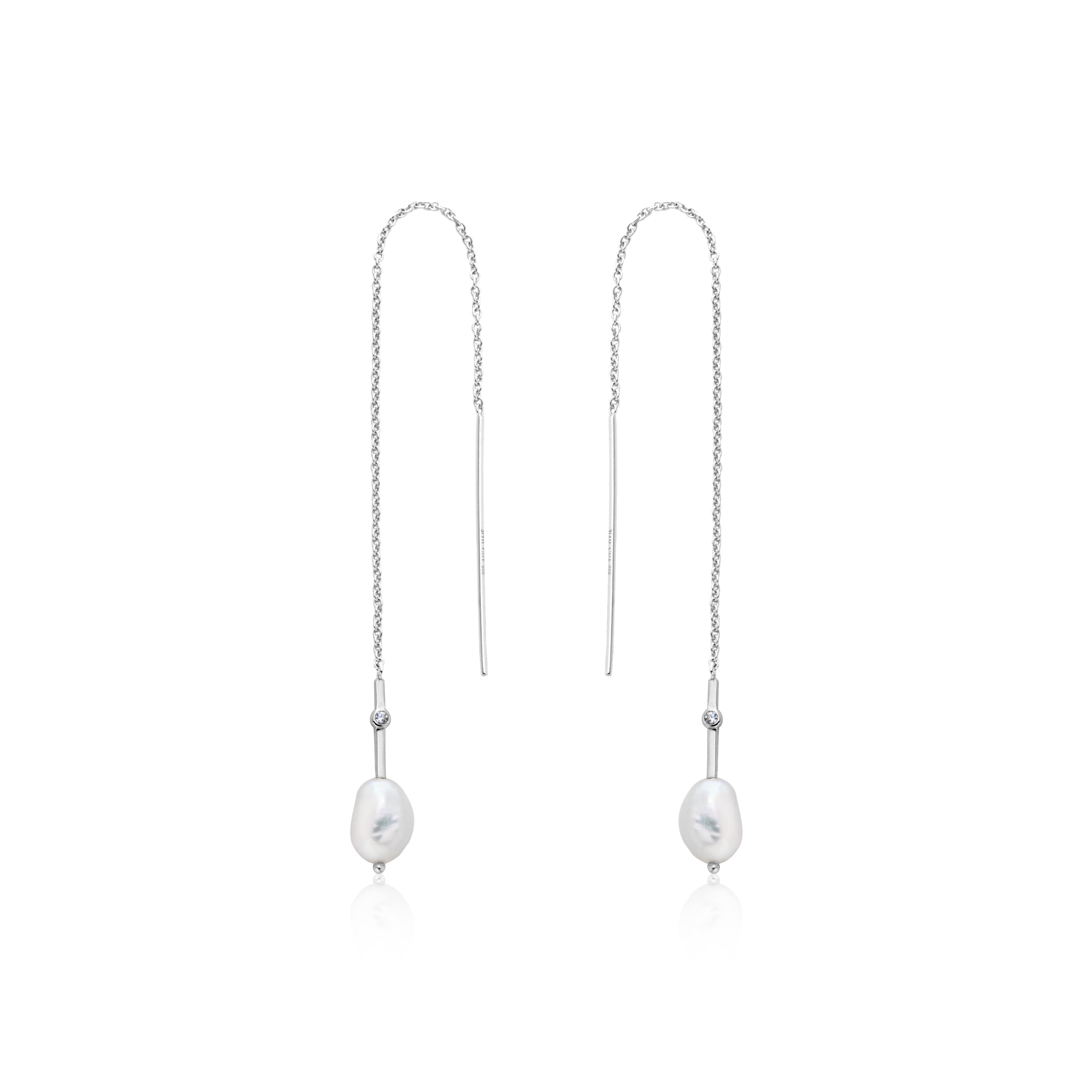 Ania Haie Pearl Threader Earrings Silver