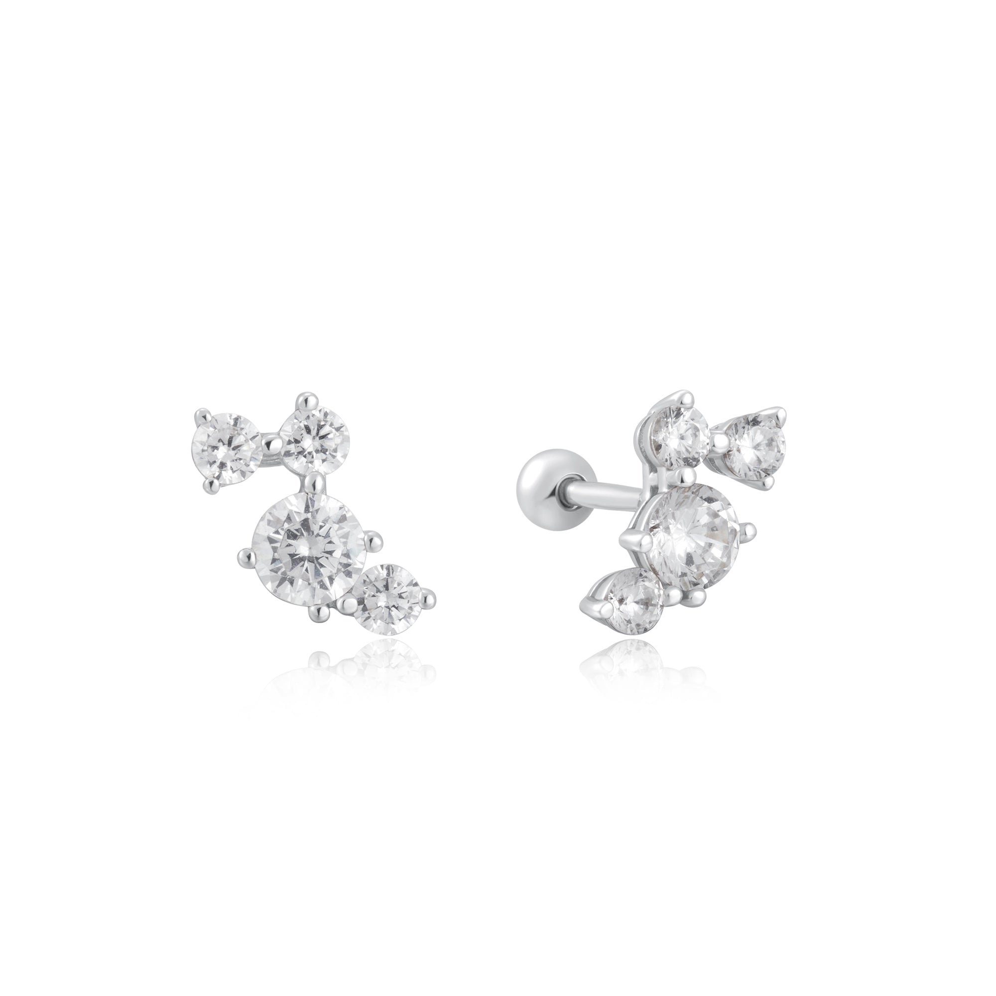 Ania Haie Silver Pave Climber Barbell Earrings