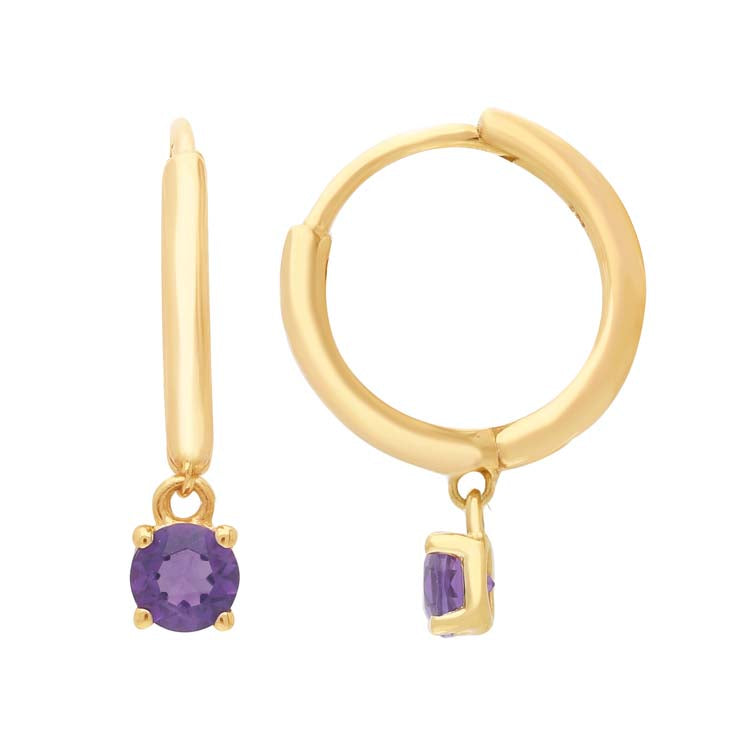 Purple Amethyst Huggie Earrings 9K Yellow Gold | The Jewellery Boutique