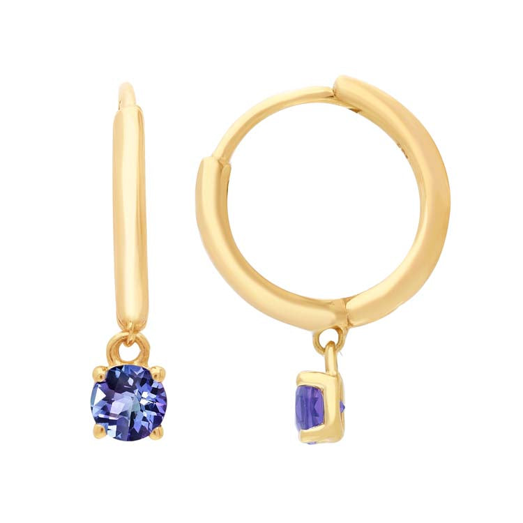 Alexandrite Huggie Earrings 9K Yellow Gold | The Jewellery Boutique