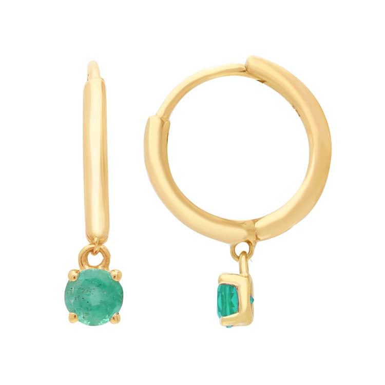 Emerald Huggie Earrings 9K Yellow Gold | The Jewellery Boutique