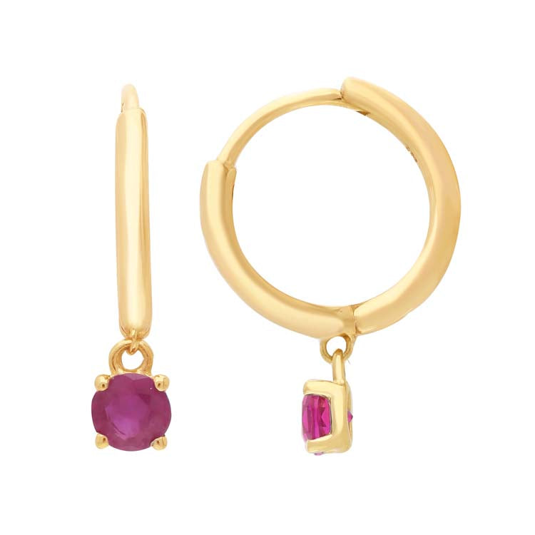 Ruby Huggie Earrings in 9K Yellow Gold | The Jewellery Boutique