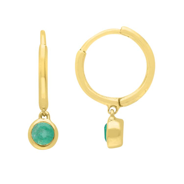 Emerald Huggie Earrings 9K Yellow Gold | The Jewellery Boutique