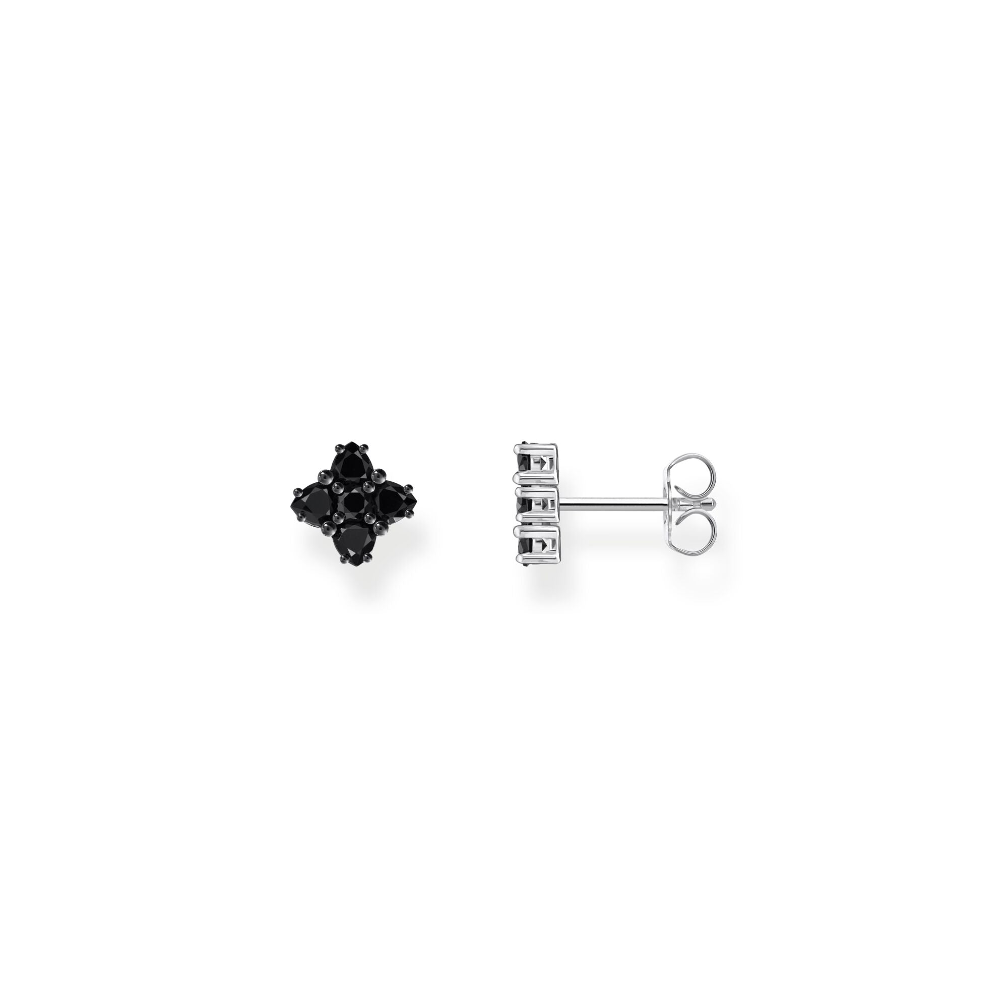 Blackened small ear studs with black zirconia | The Jewellery Boutique