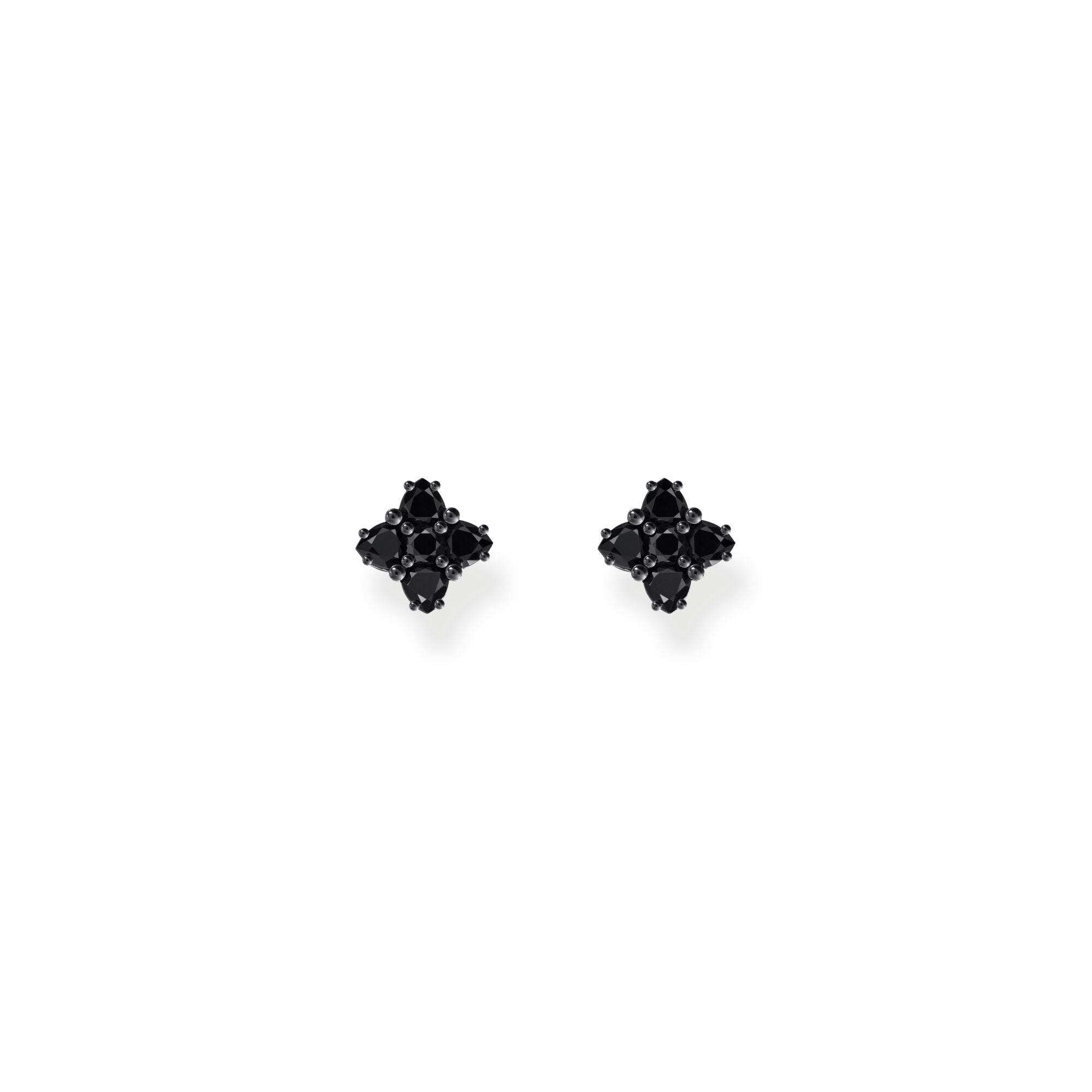 Blackened small ear studs with black zirconia