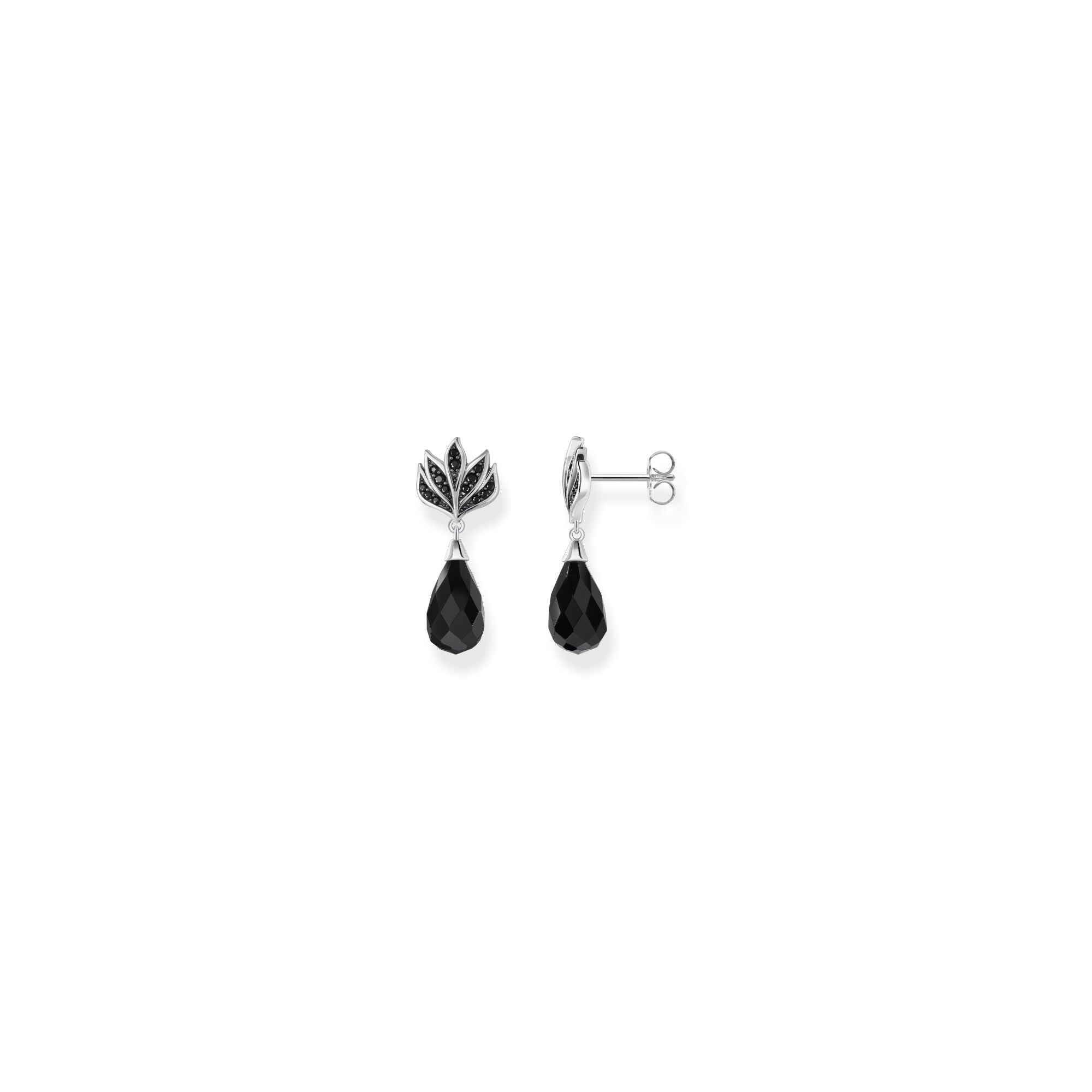 Blackened ear studs with drop-shaped | The Jewellery Boutique