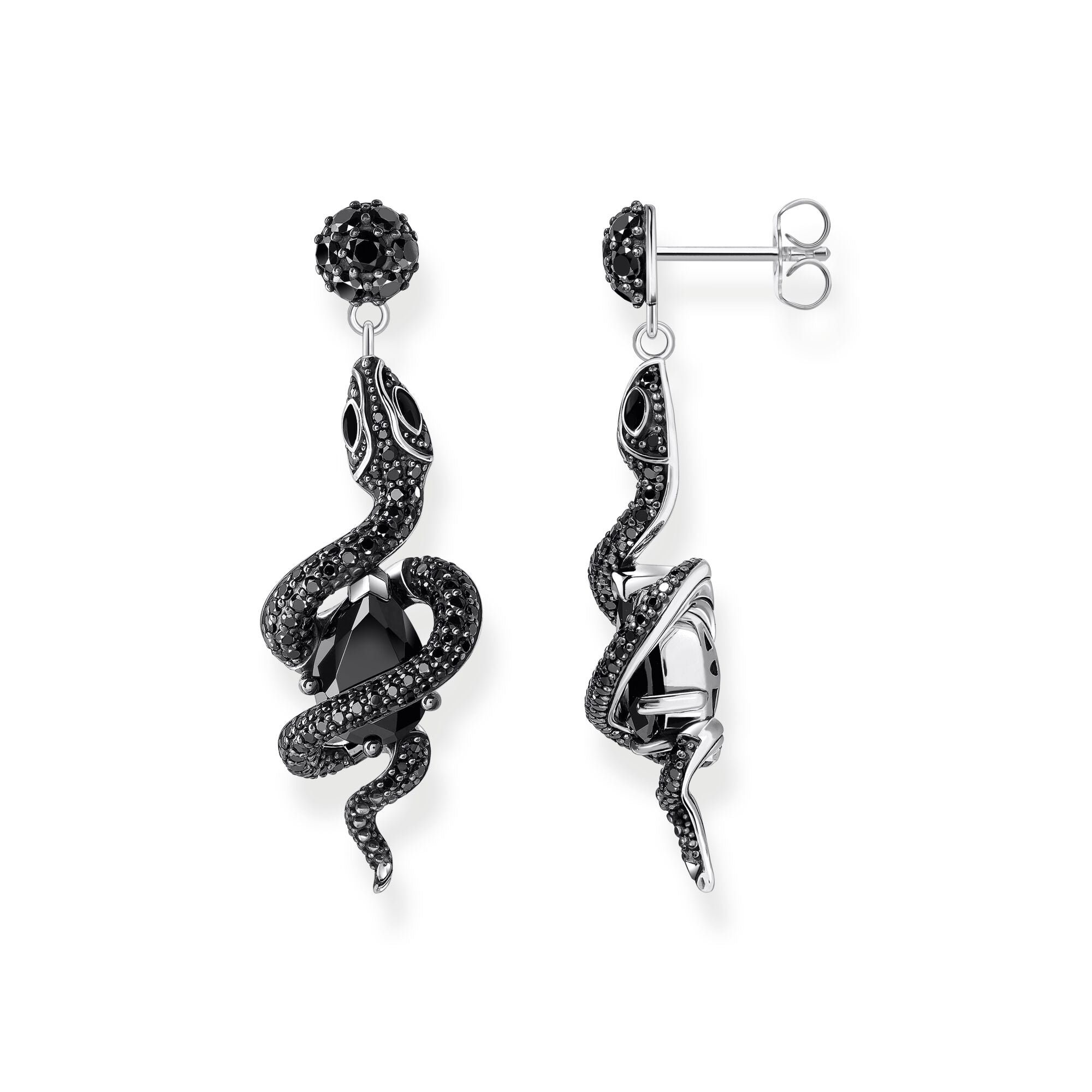 Earrings with snake pendant and zirconia | The Jewellery Boutique