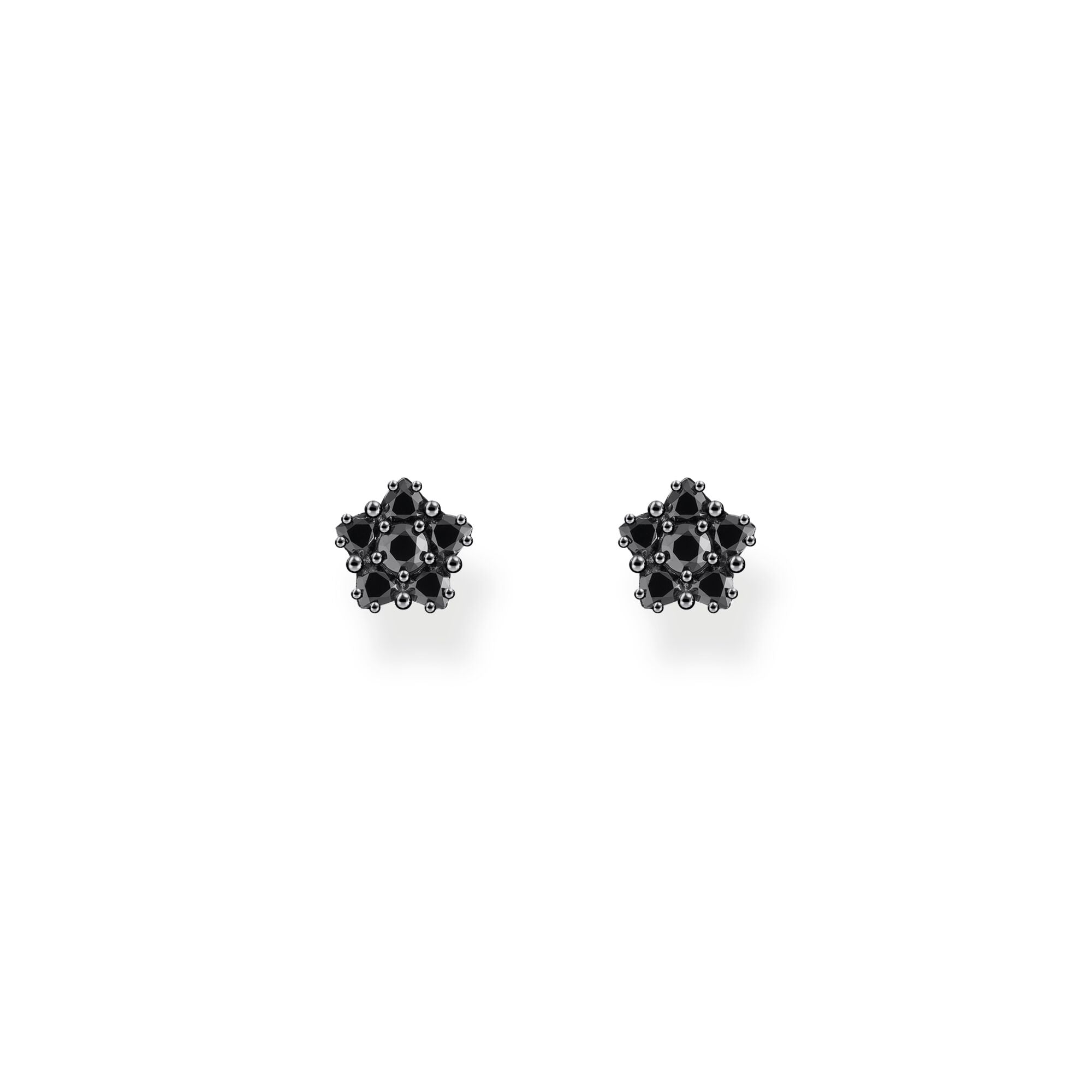 Blackened small ear studs with black zirconia