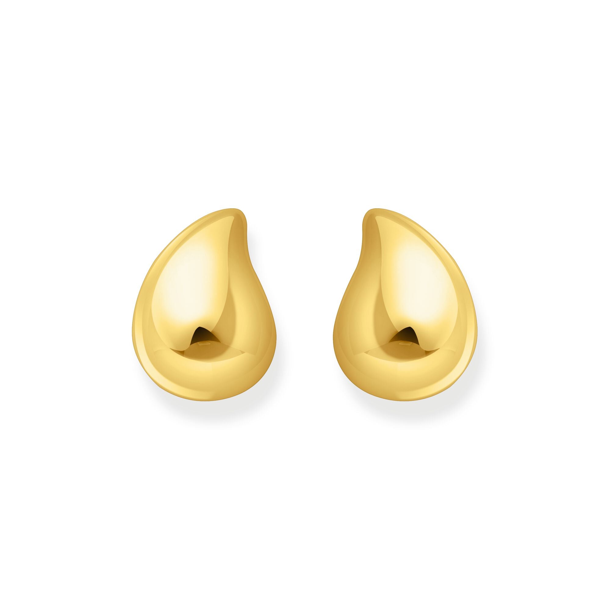 Gold-plated organic drop-shaped ear studs