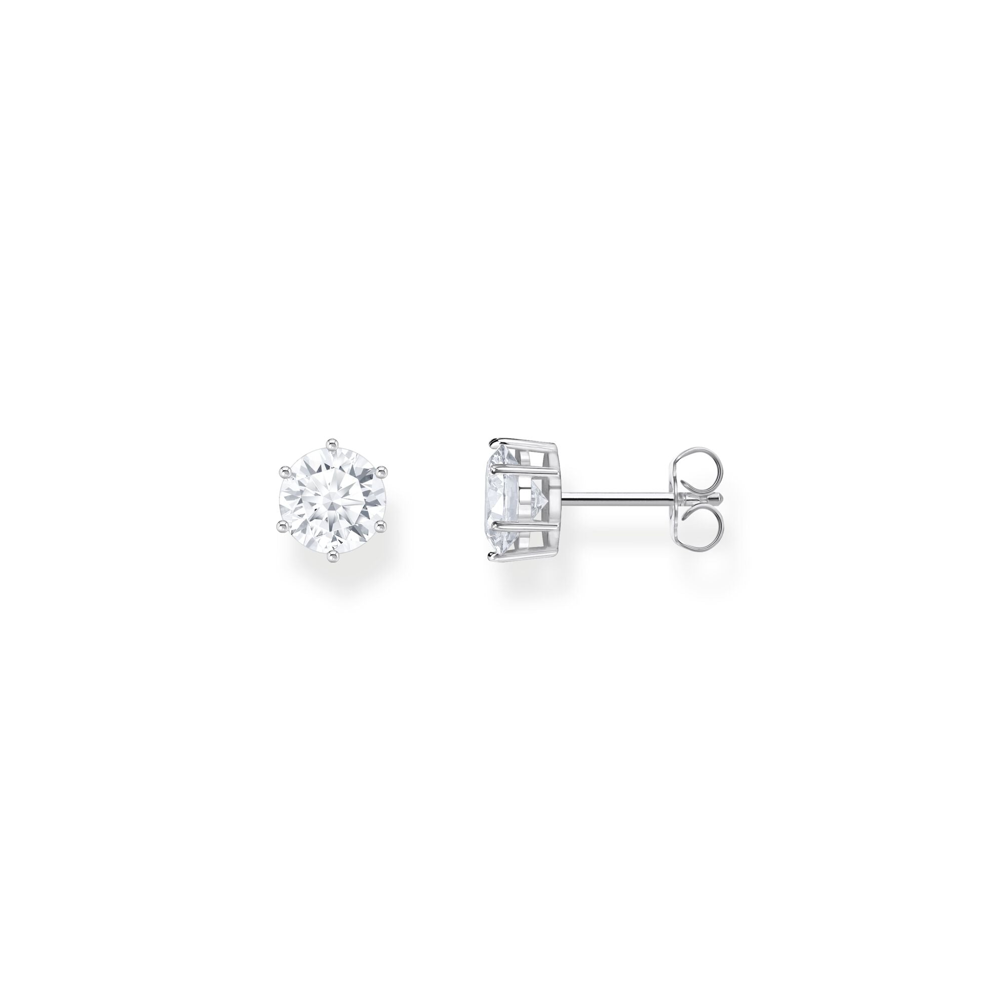 Ear studs with big, white zirconia | The Jewellery Boutique