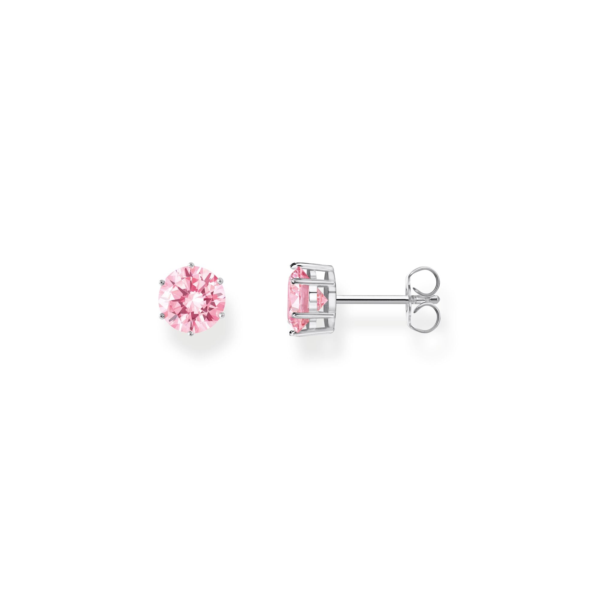 Ear studs with big, pink zirconia | The Jewellery Boutique