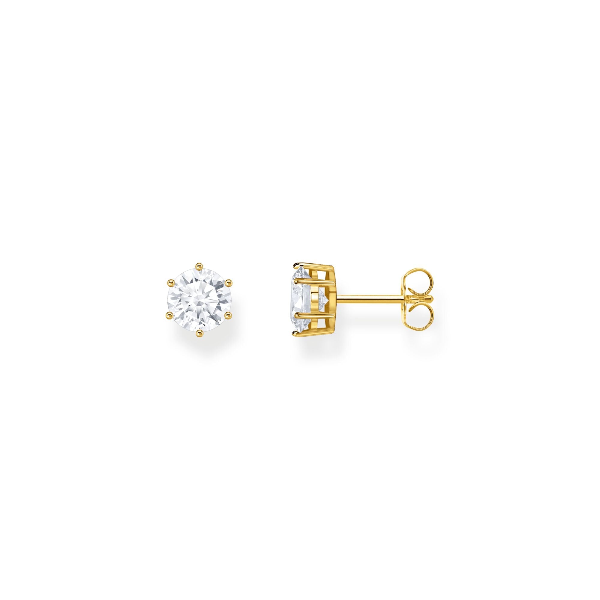 Ear studs with big, white zirconia | The Jewellery Boutique