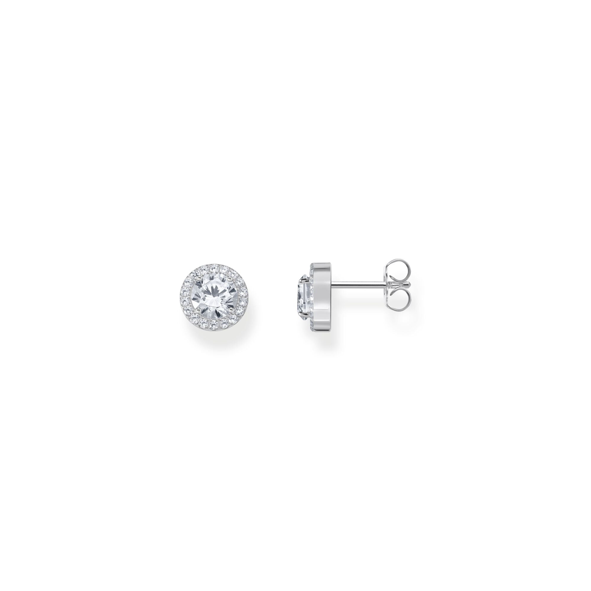 Halo ear studs with zirconia in brilliant cut | The Jewellery Boutique