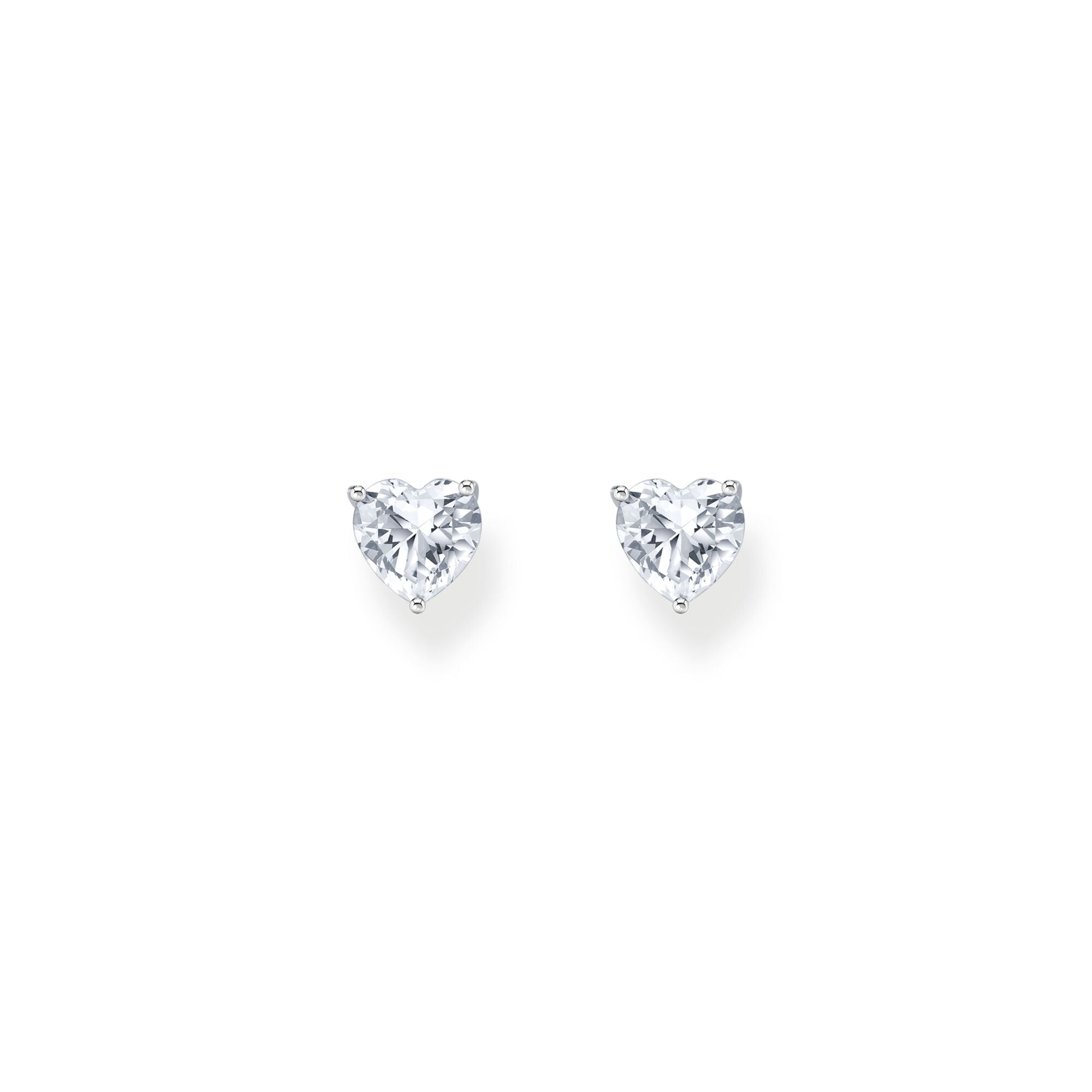 Ear studs heart-shaped with white zirconia