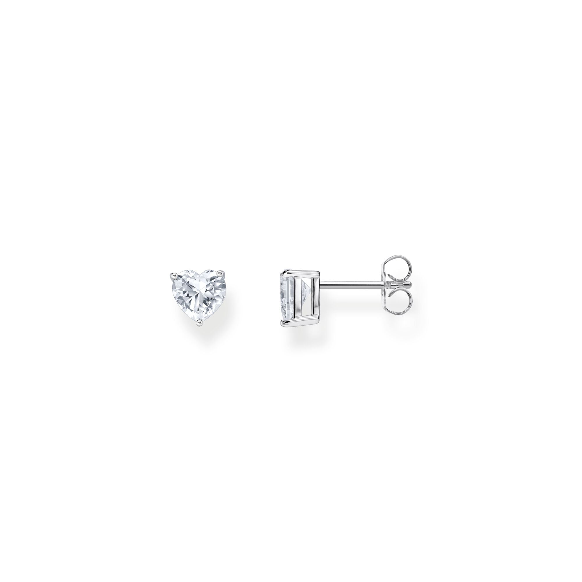 Ear studs heart-shaped with white zirconia | The Jewellery Boutique