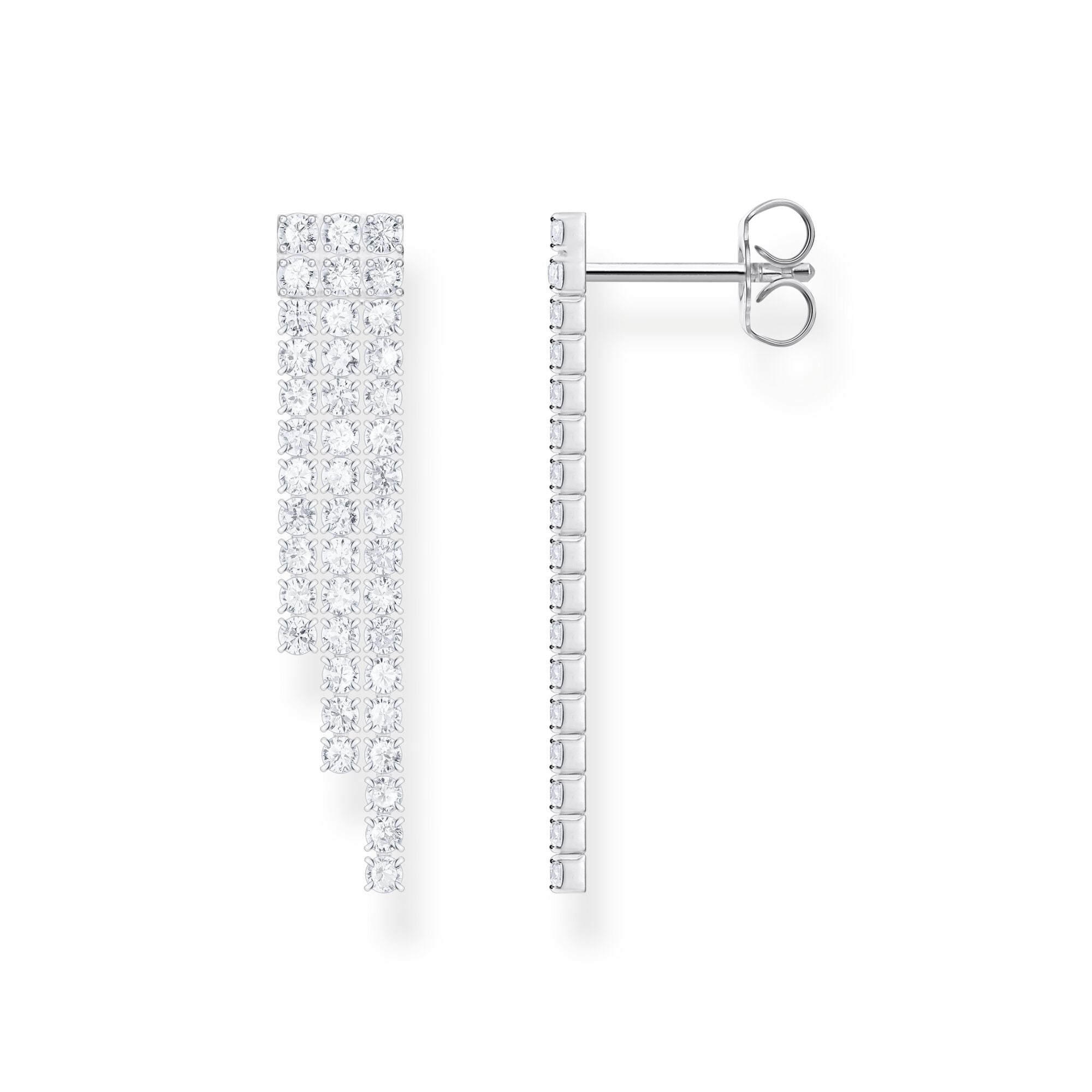 Earrings in waterfall design with white zirconia | The Jewellery Boutique