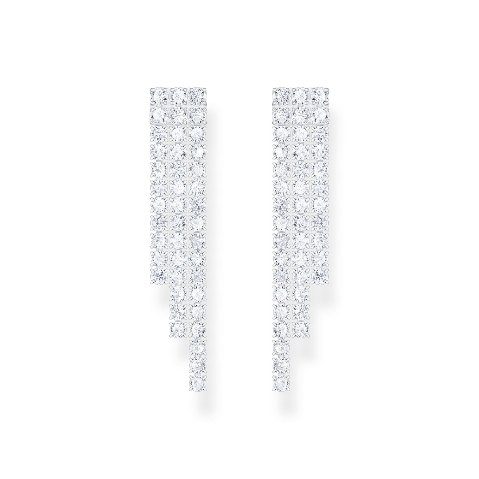 Earrings in waterfall design with white zirconia